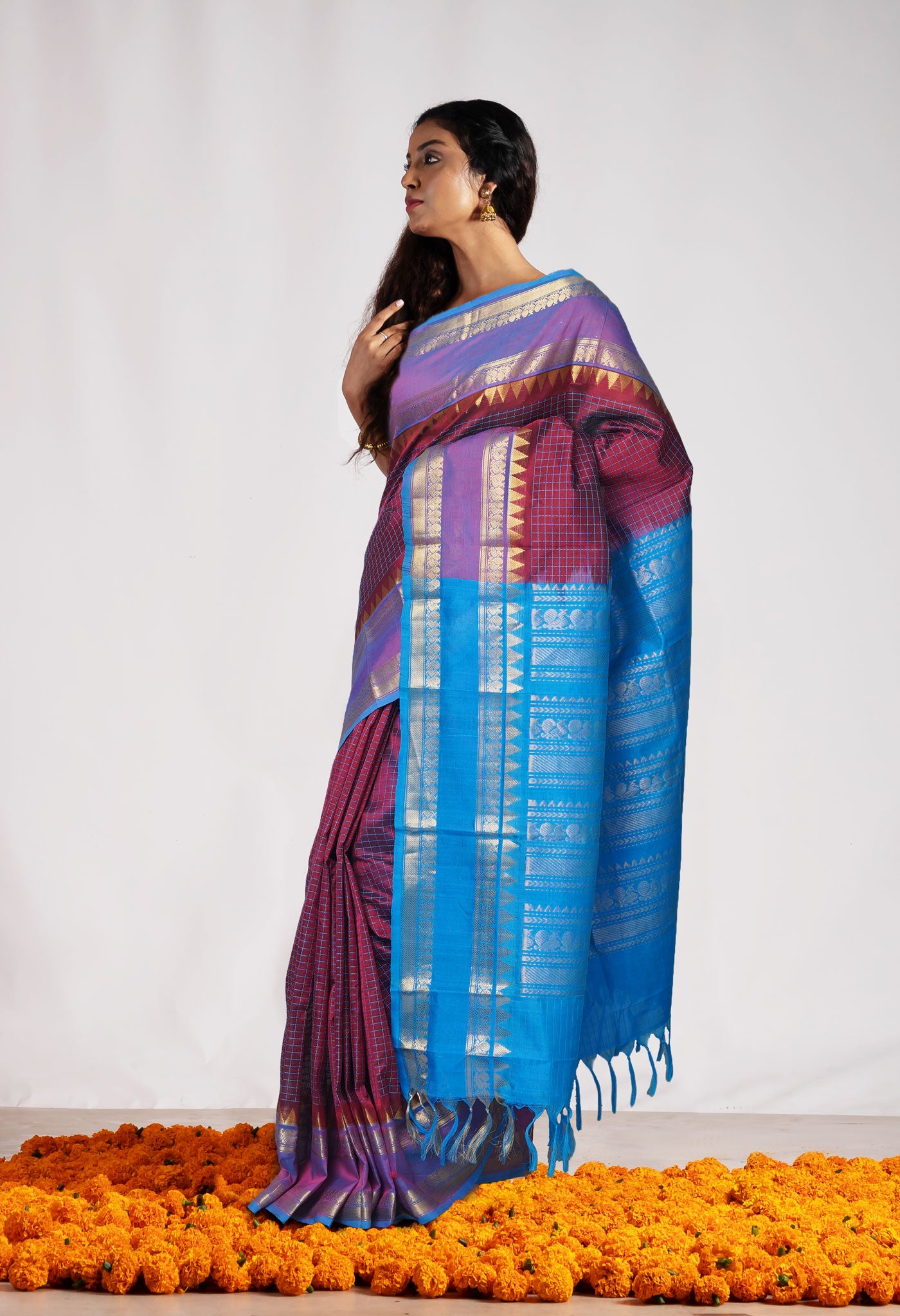 Maroon Pure Assam Sico Saree-UNM80669