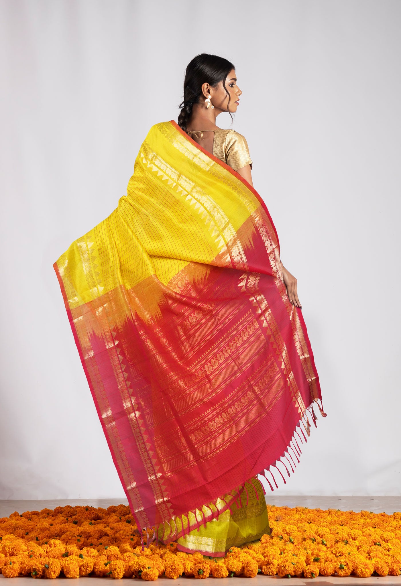 Yellow Pure Assam Sico Saree-UNM80670