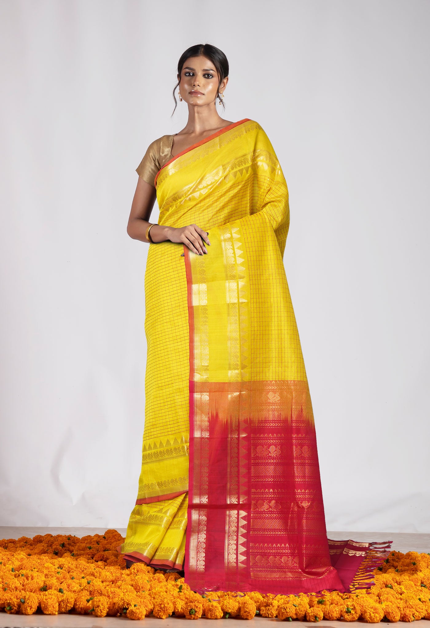 Yellow Pure Assam Sico Saree-UNM80670