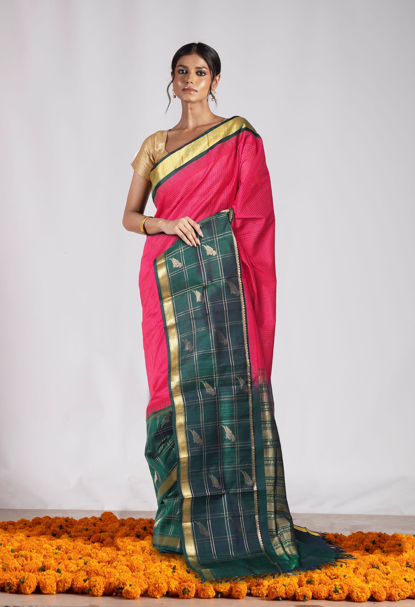 Red Pure Assam Sico Saree-UNM80676