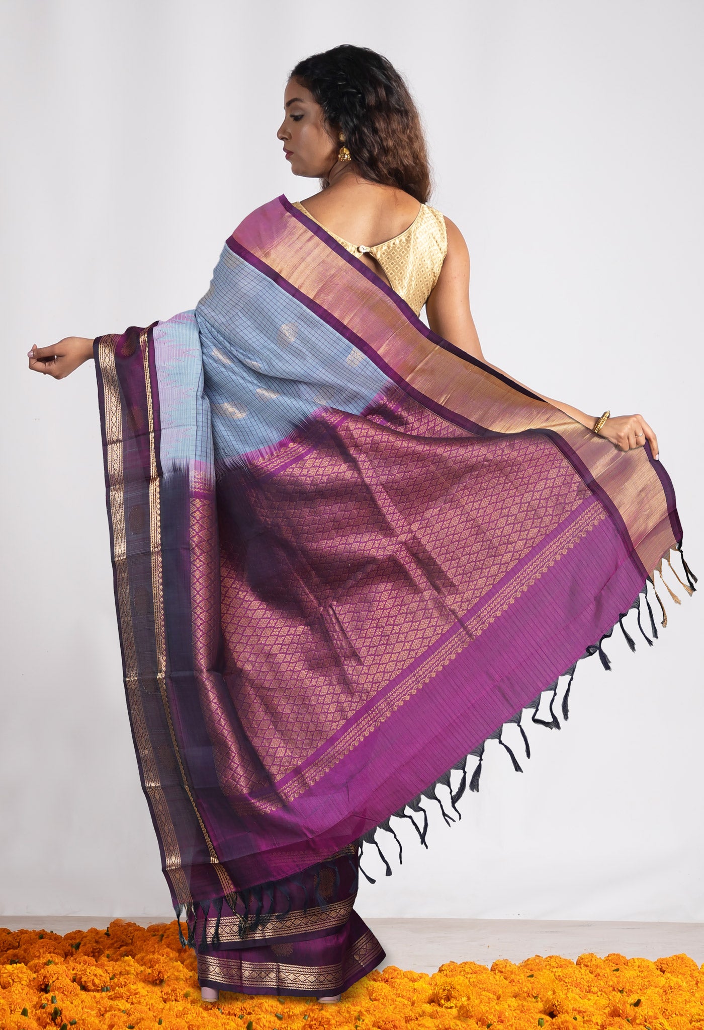 Grey Pure Assam Sico Saree-UNM80680