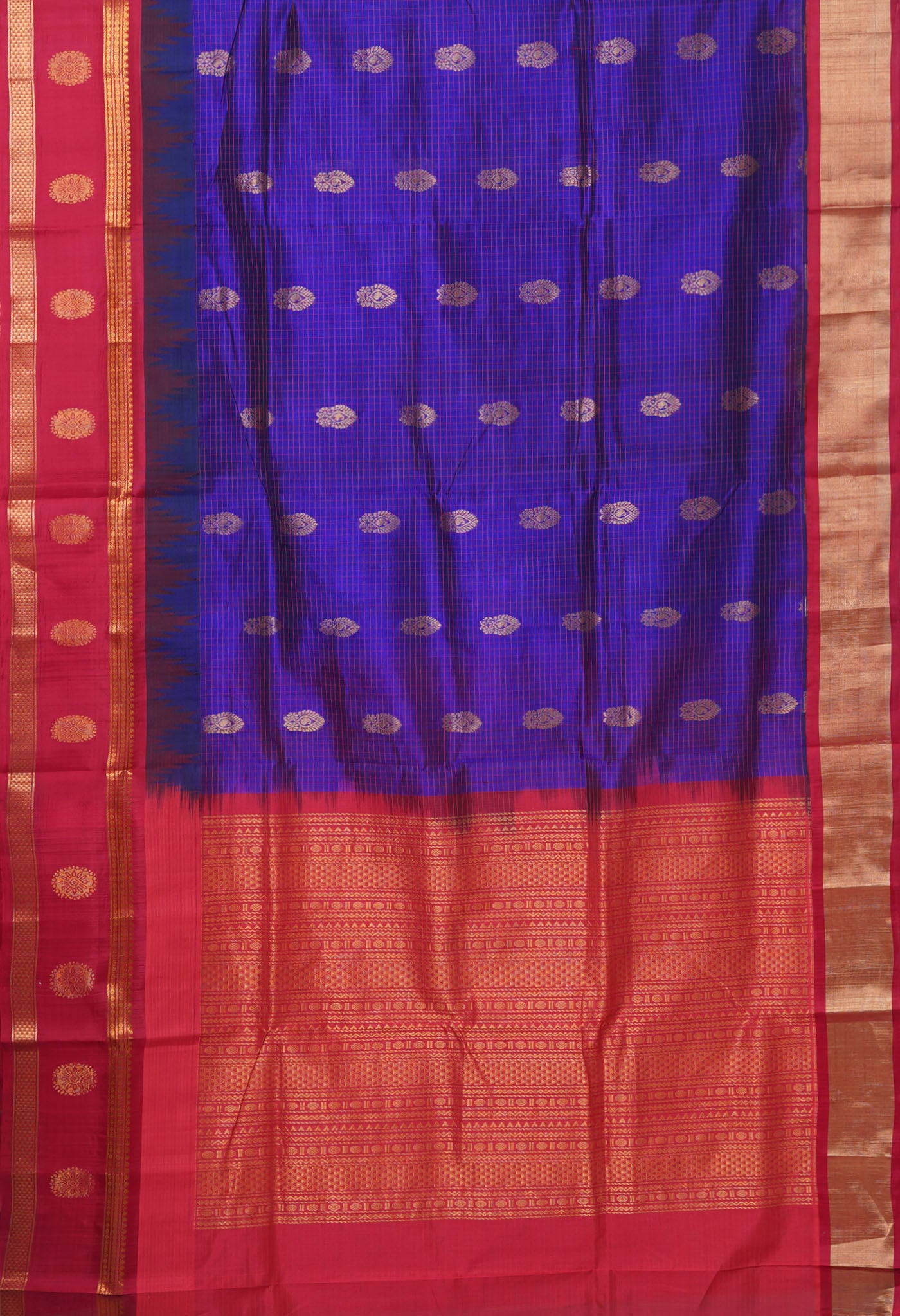 Dark Blue Pure Assam Sico Saree-UNM80681