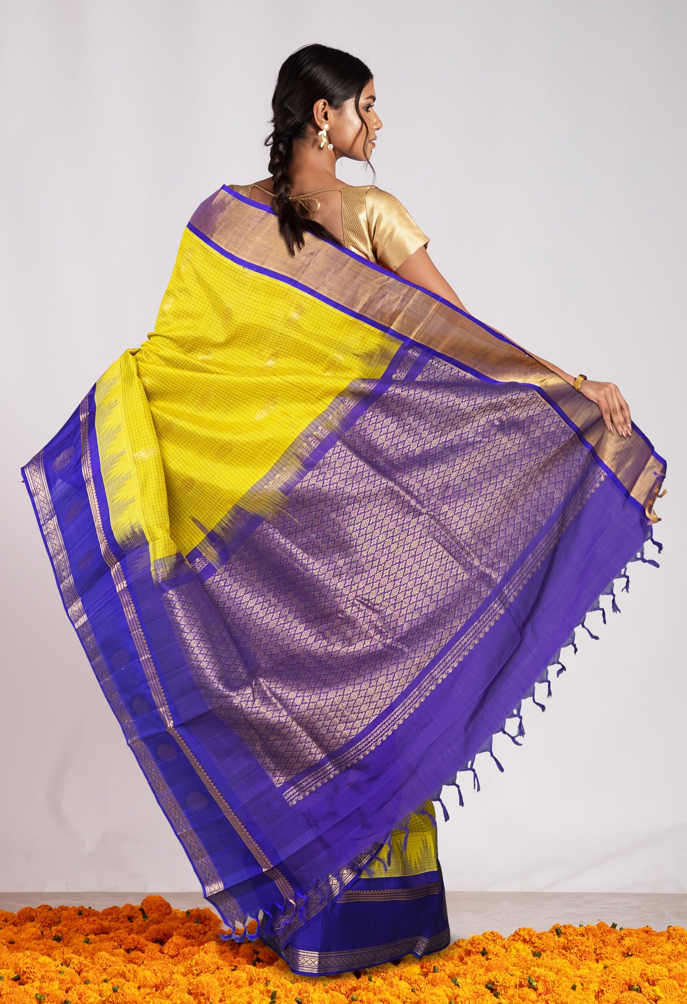 Yellow Pure Assam Sico Saree-UNM80682