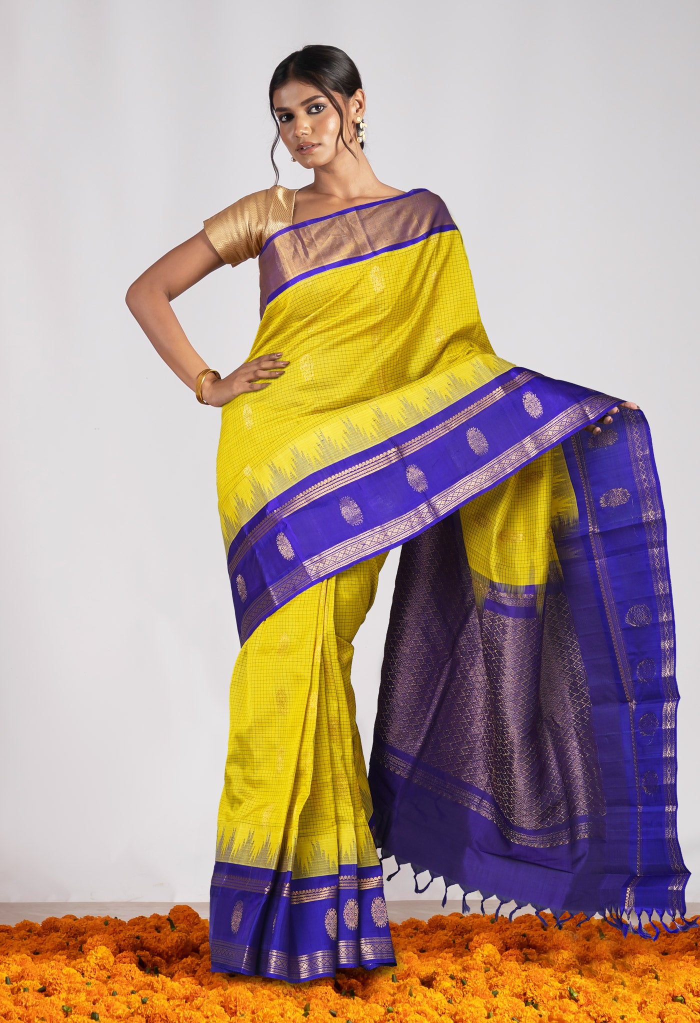 Yellow Pure Assam Sico Saree-UNM80682