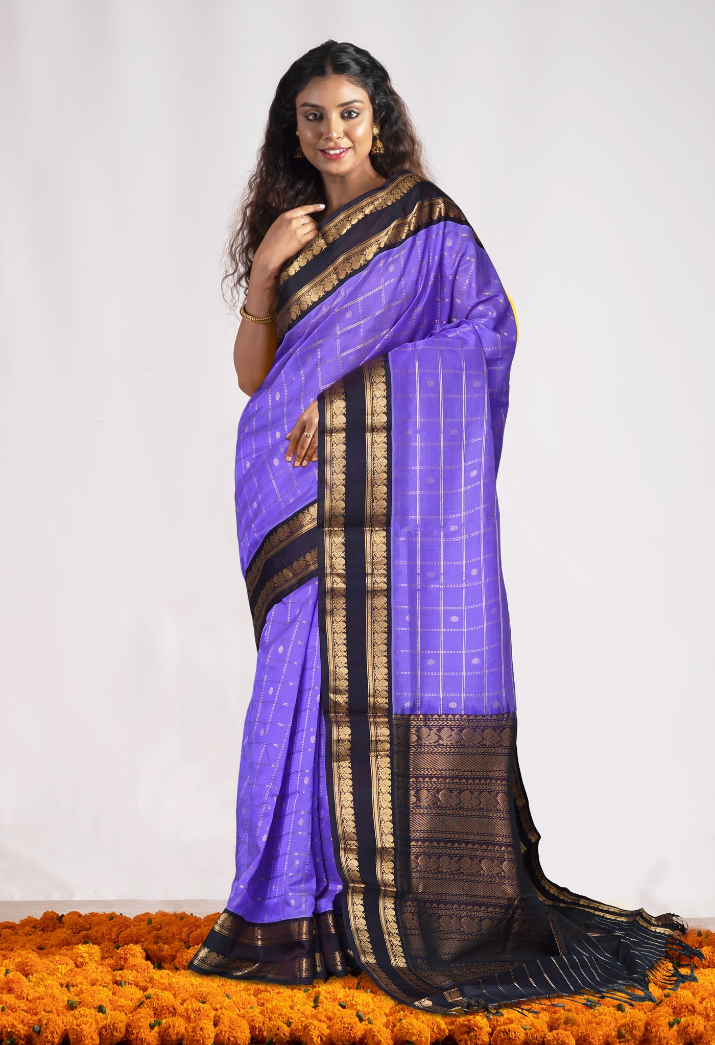 Lavender Purple Pure Assam Sico Saree-UNM80690