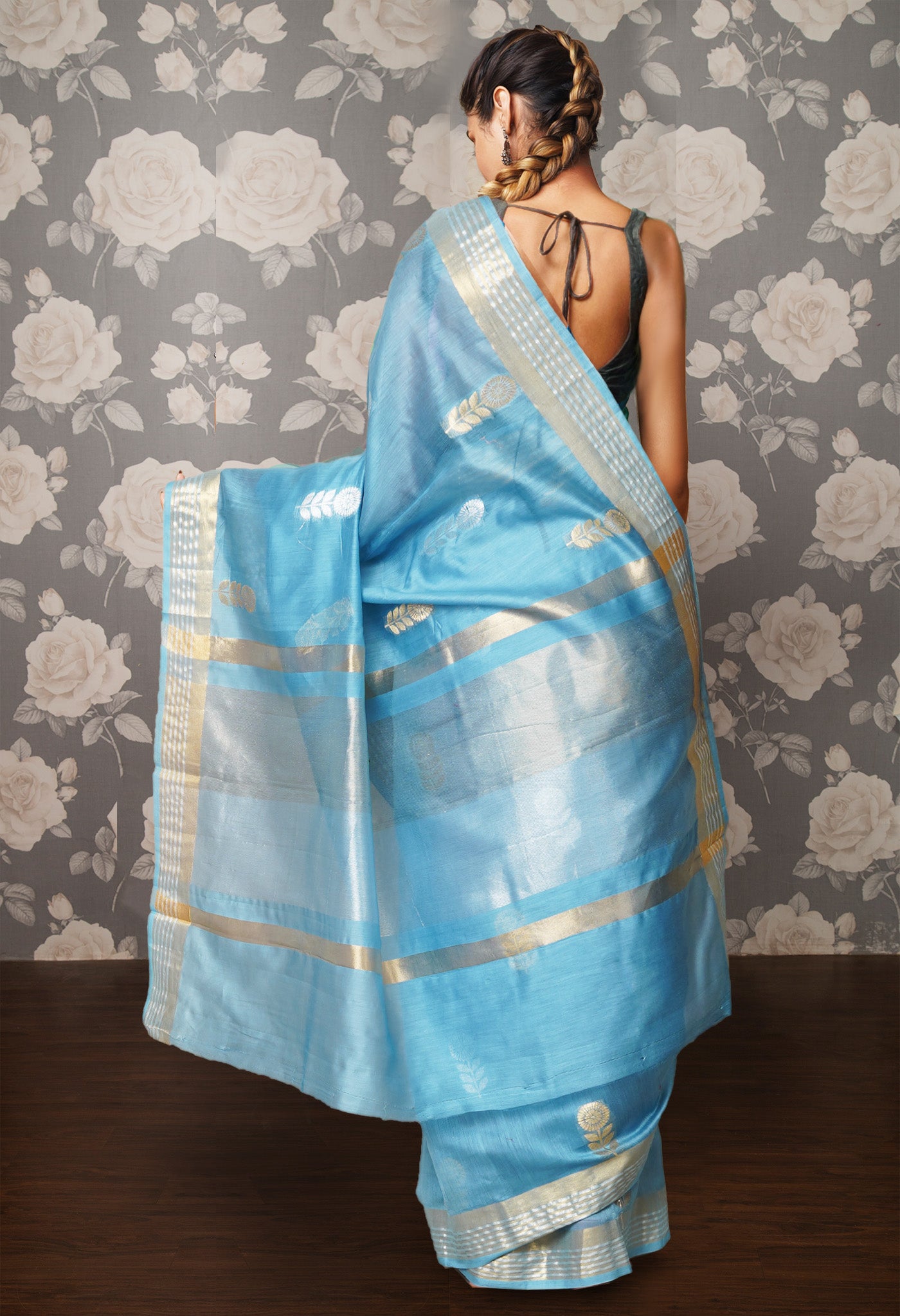 Blue Pure Handloom Chanderi Uppada Sico Saree-UNM80824