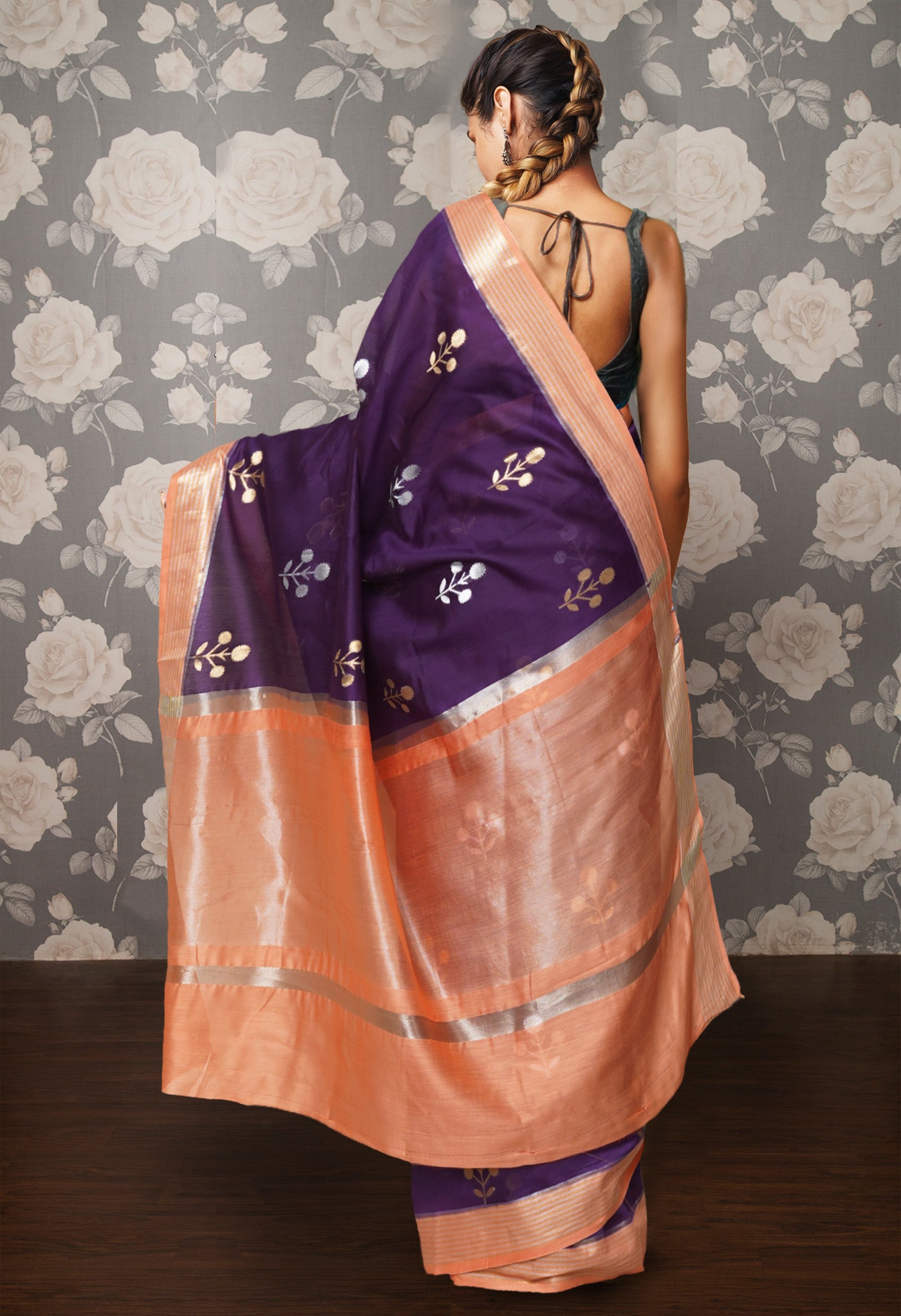 Violet Pure Handloom Chanderi Uppada Sico Saree-UNM80825