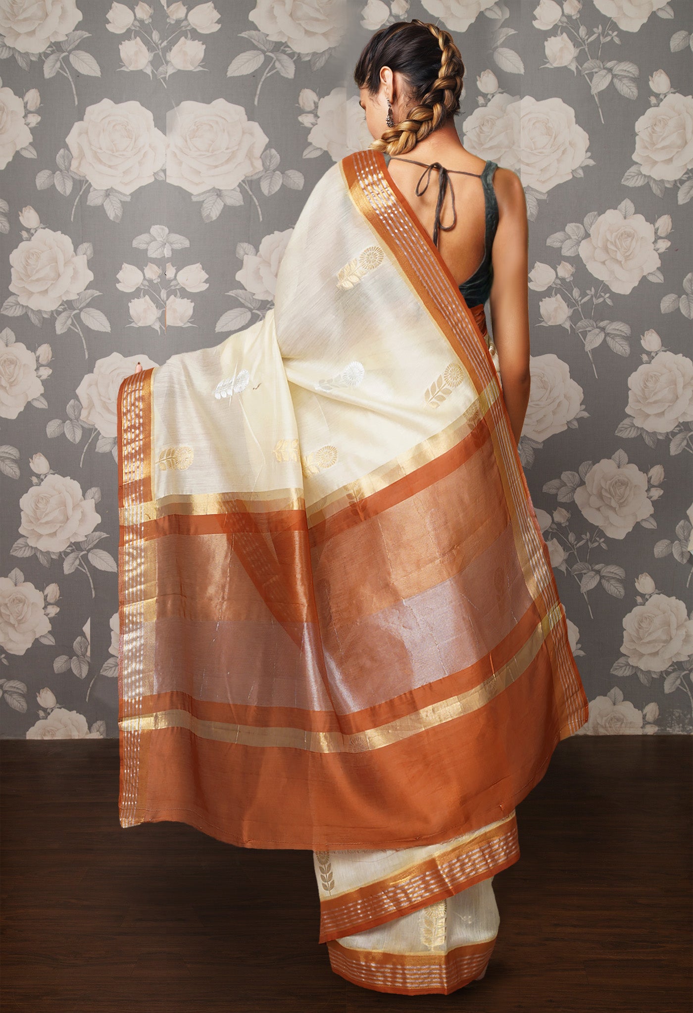 Ivory Pure Handloom Chanderi Uppada Sico Saree-UNM80826