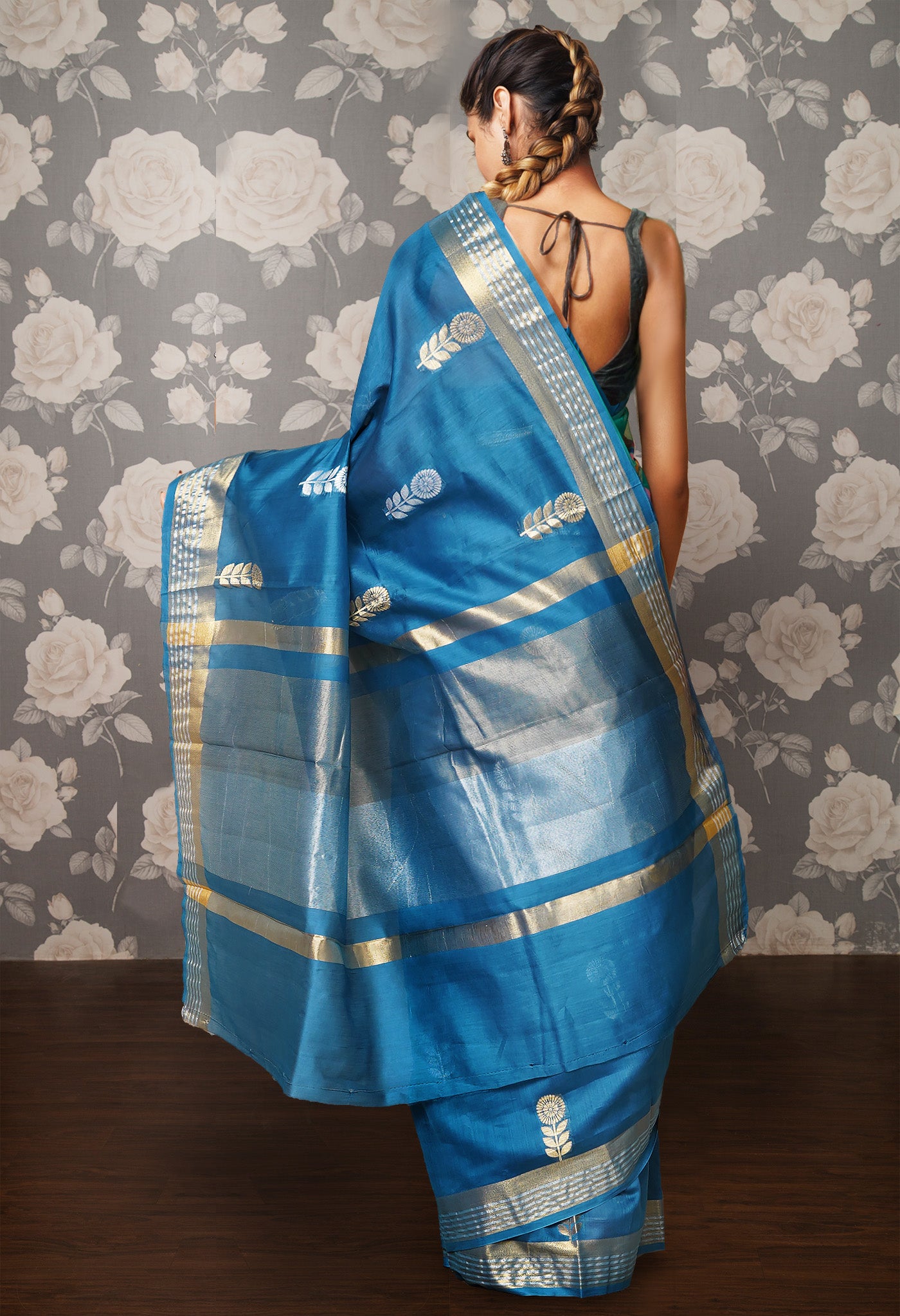 Blue Pure Handloom Chanderi Uppada Sico Saree-UNM80827