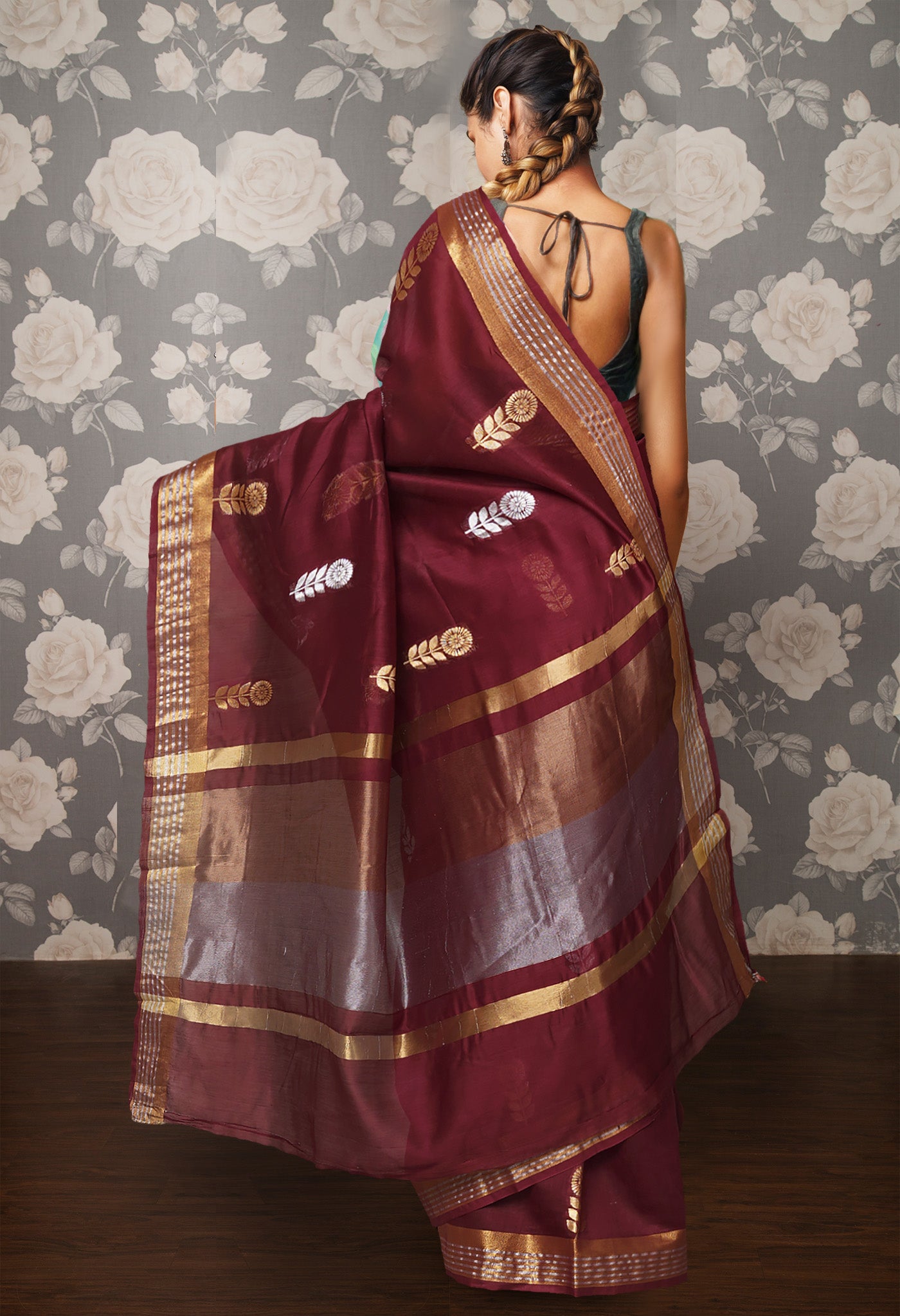 Dark Maroon Pure Handloom Chanderi Uppada Sico Saree-UNM80828