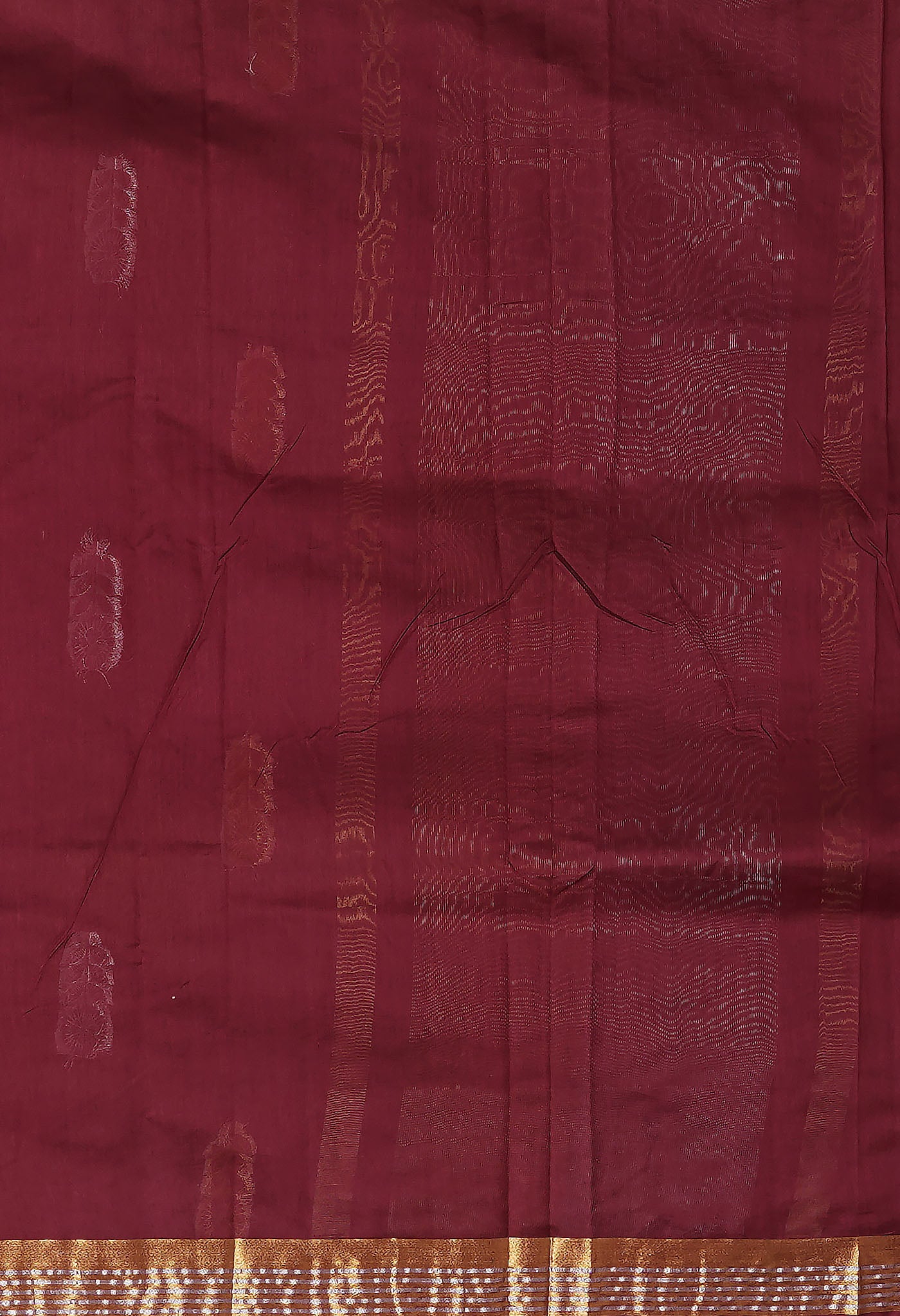 Dark Maroon Pure Handloom Chanderi Uppada Sico Saree-UNM80828