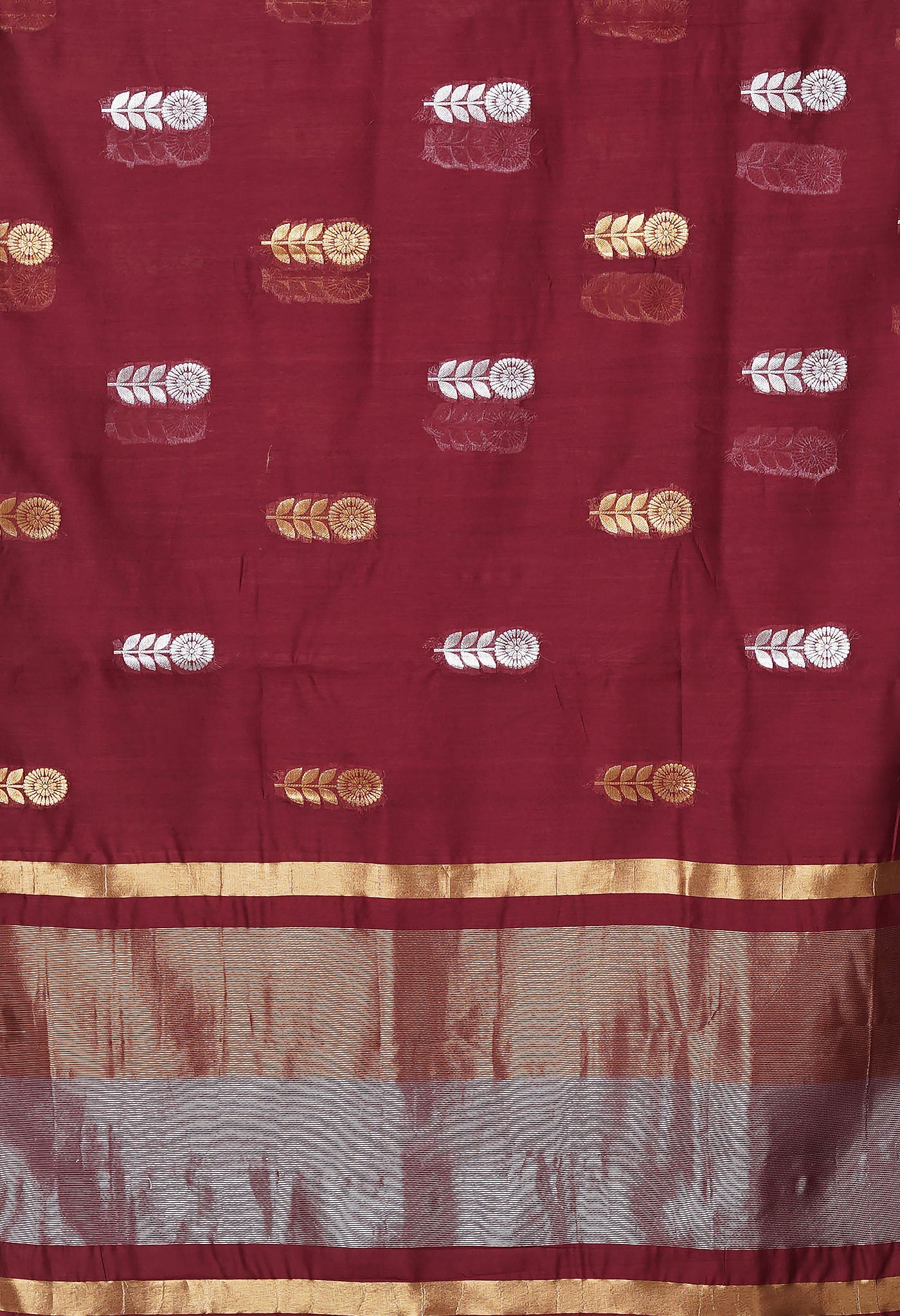 Dark Maroon Pure Handloom Chanderi Uppada Sico Saree-UNM80828