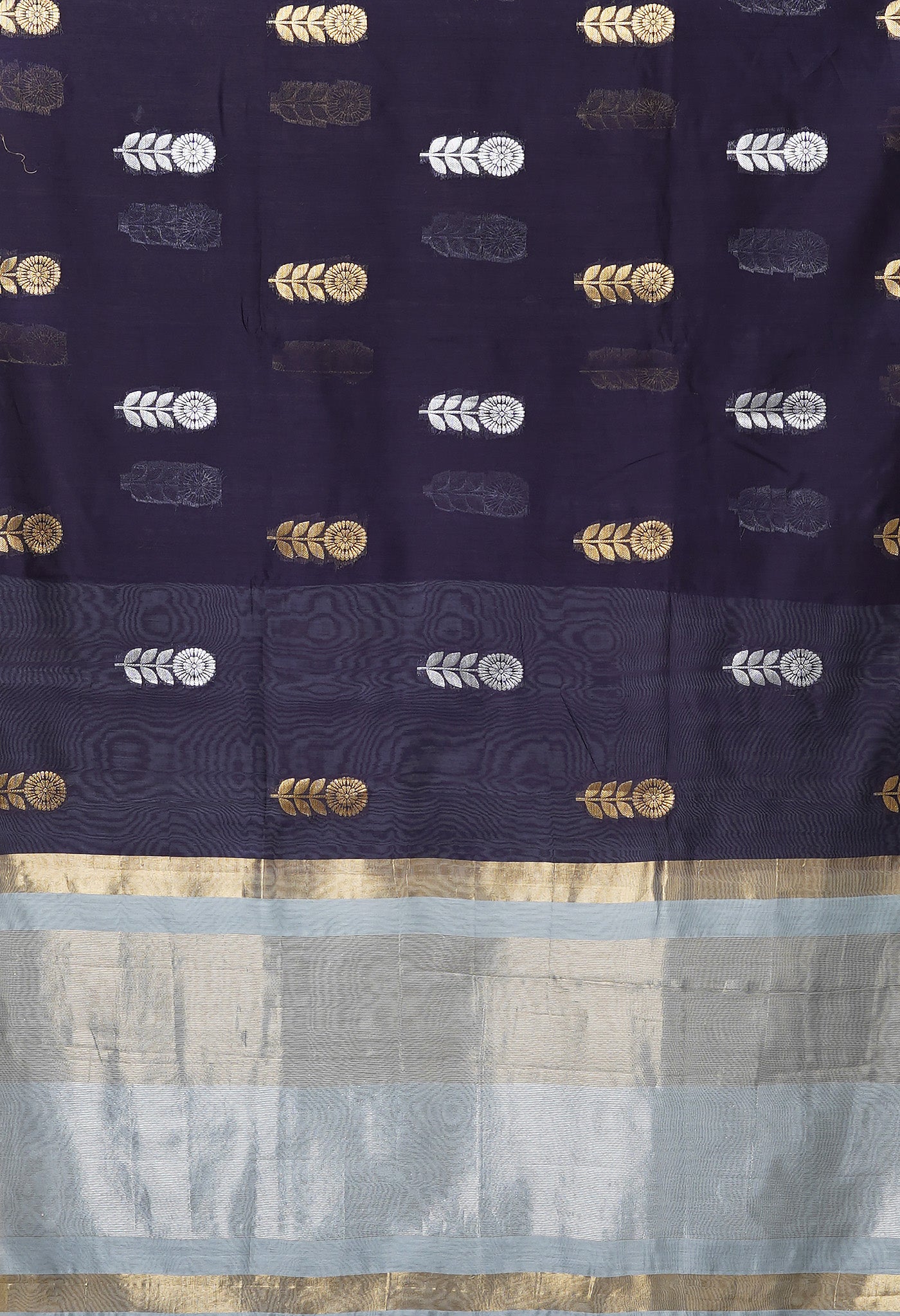 Navy Blue Pure Handloom Chanderi Uppada Sico Saree-UNM80829