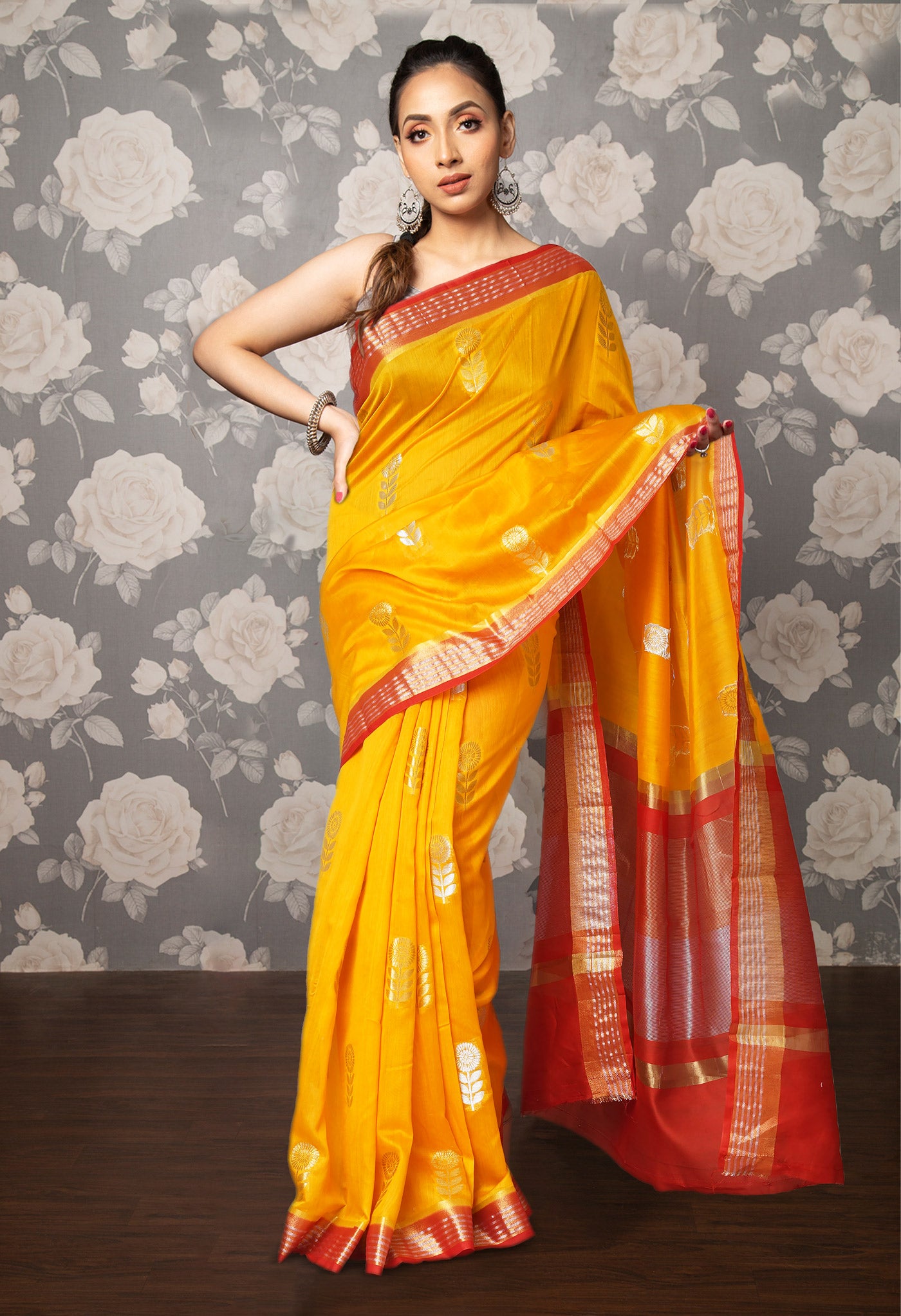 Yellow Pure Handloom Chanderi Uppada Sico Saree-UNM80830