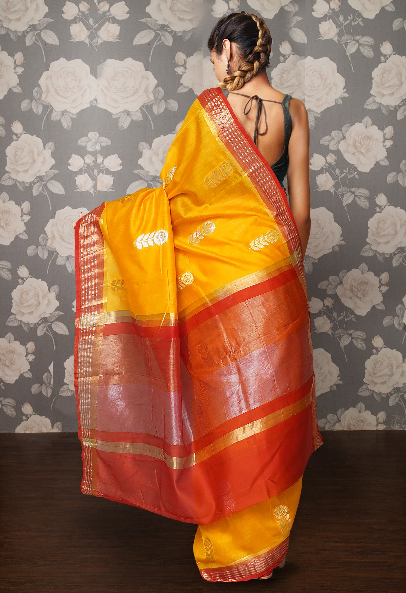 Yellow Pure Handloom Chanderi Uppada Sico Saree-UNM80830