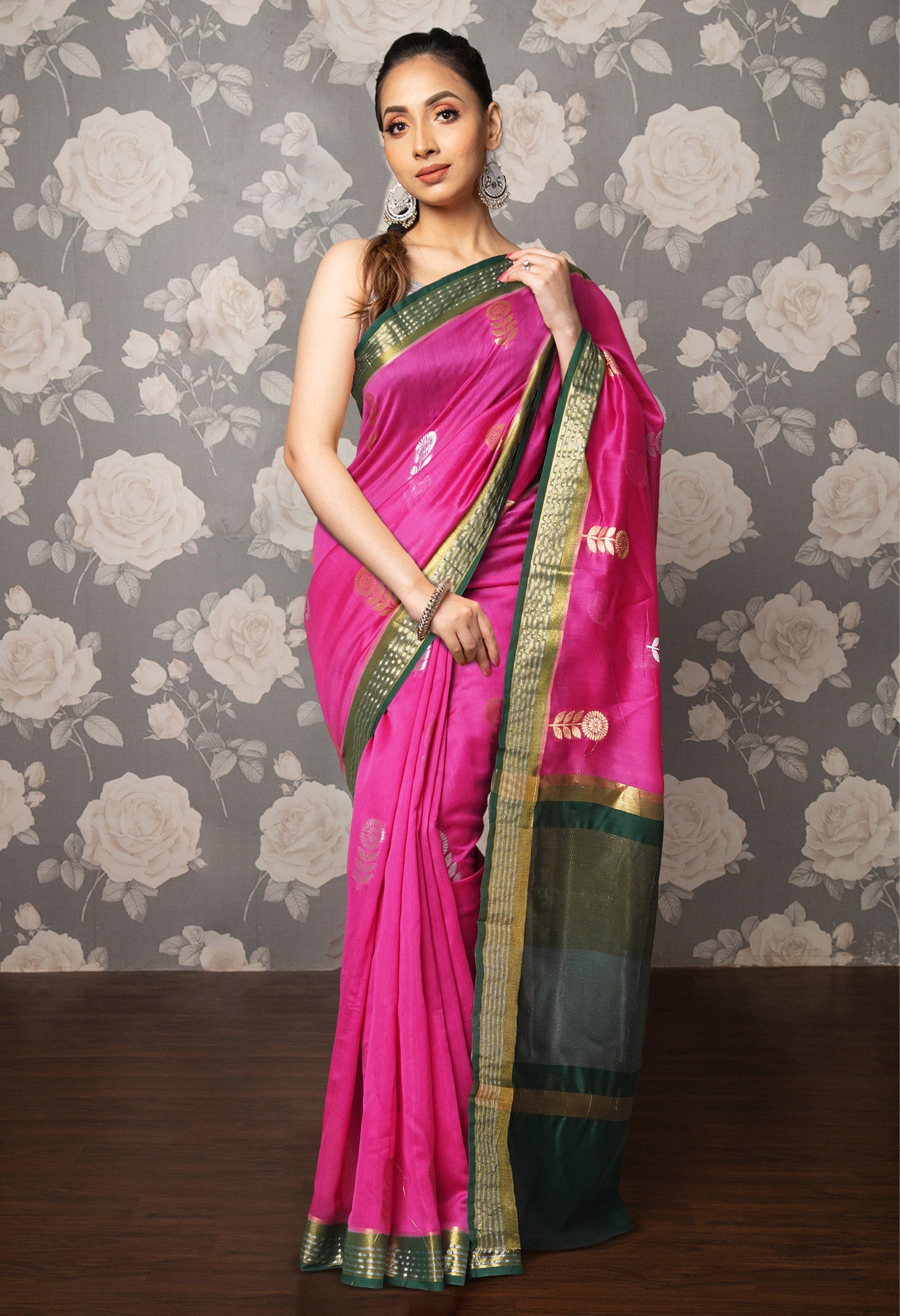 Pink Pure Handloom Chanderi Uppada Sico Saree-UNM80831