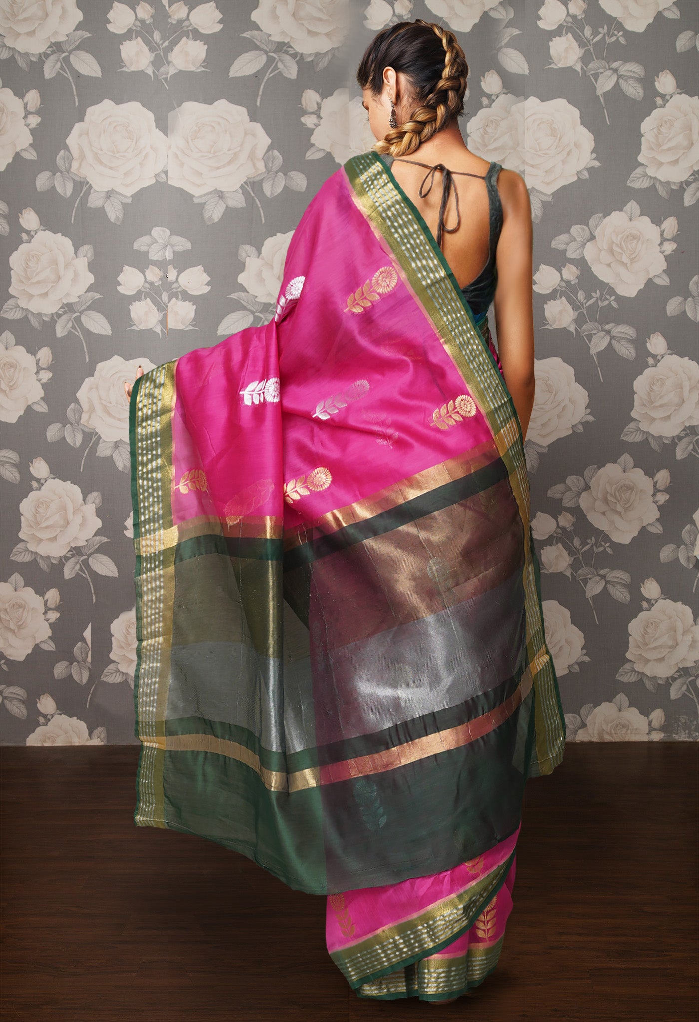 Pink Pure Handloom Chanderi Uppada Sico Saree-UNM80831