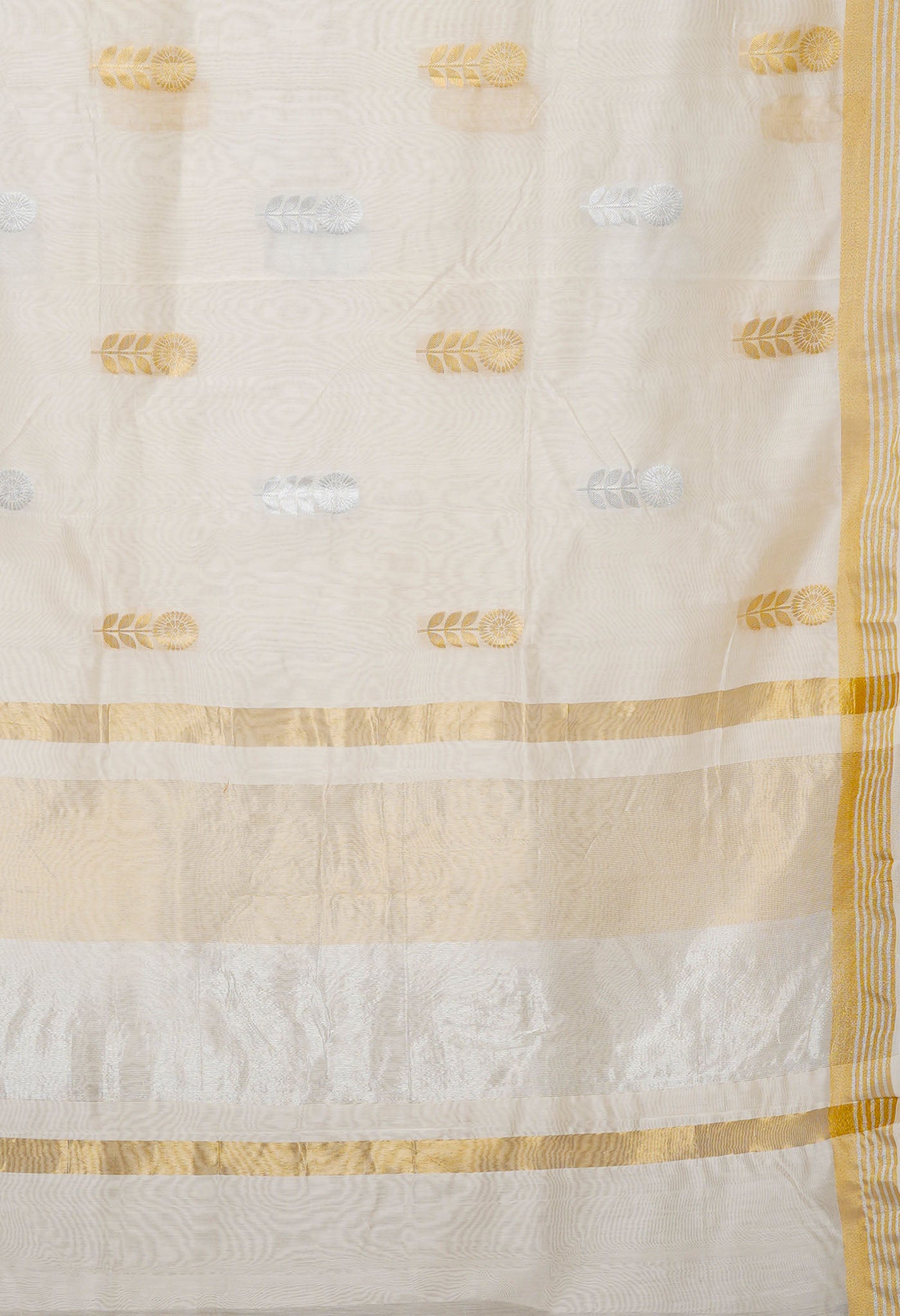 White Pure Handloom Chanderi Uppada Sico Saree-UNM80833