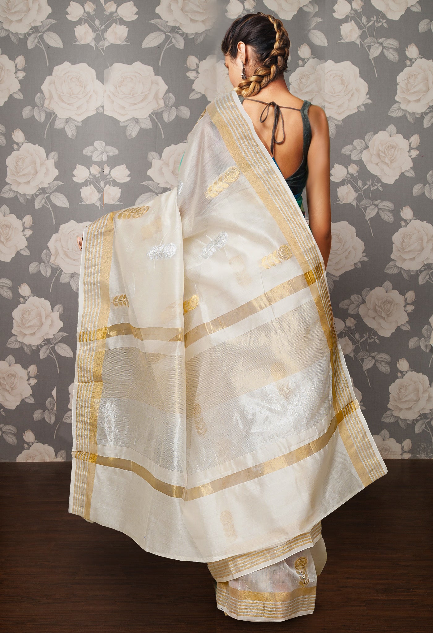 White Pure Handloom Chanderi Uppada Sico Saree-UNM80833