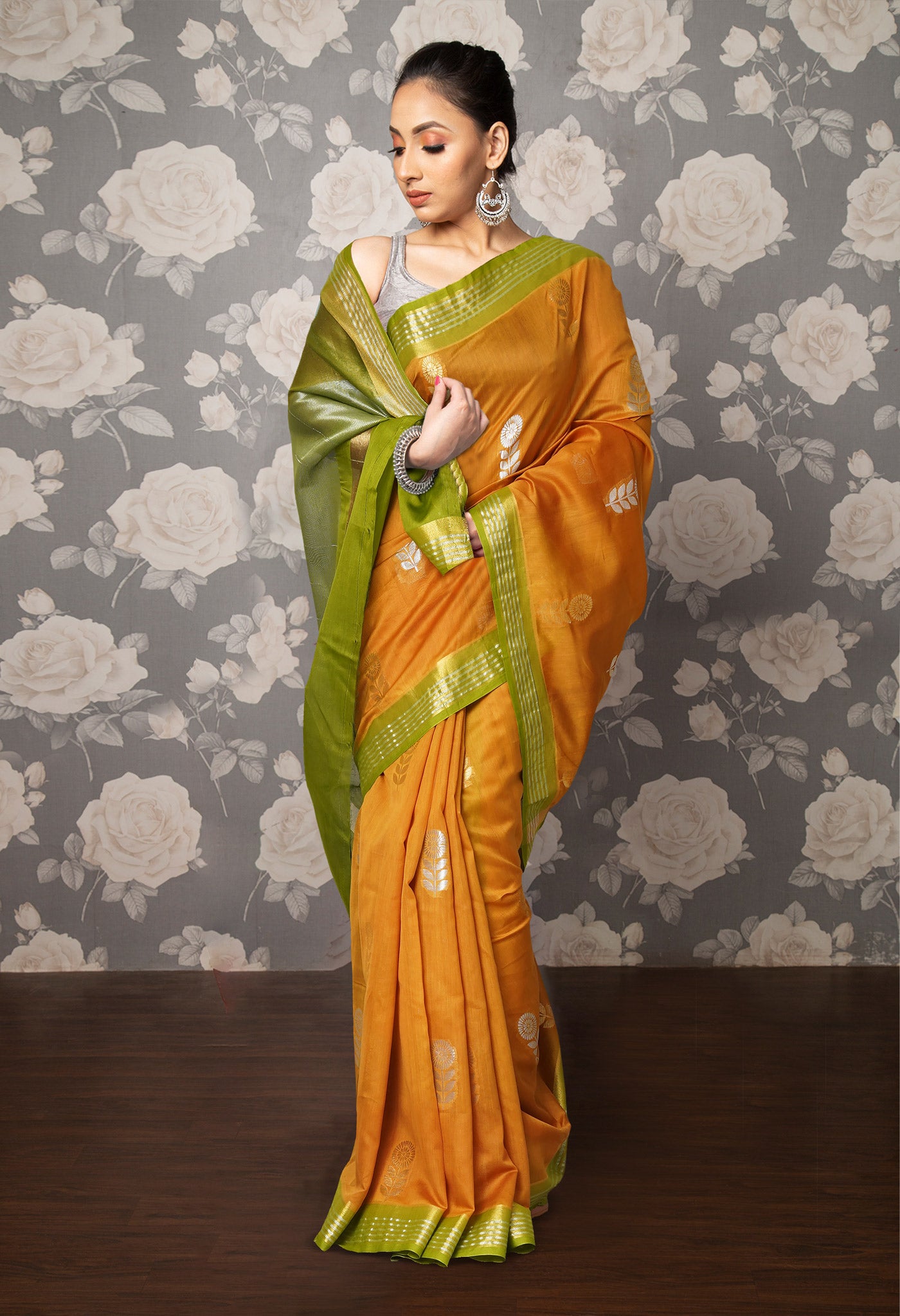 Mustard Yellow Pure Handloom Chanderi Uppada Sico Saree-UNM80834