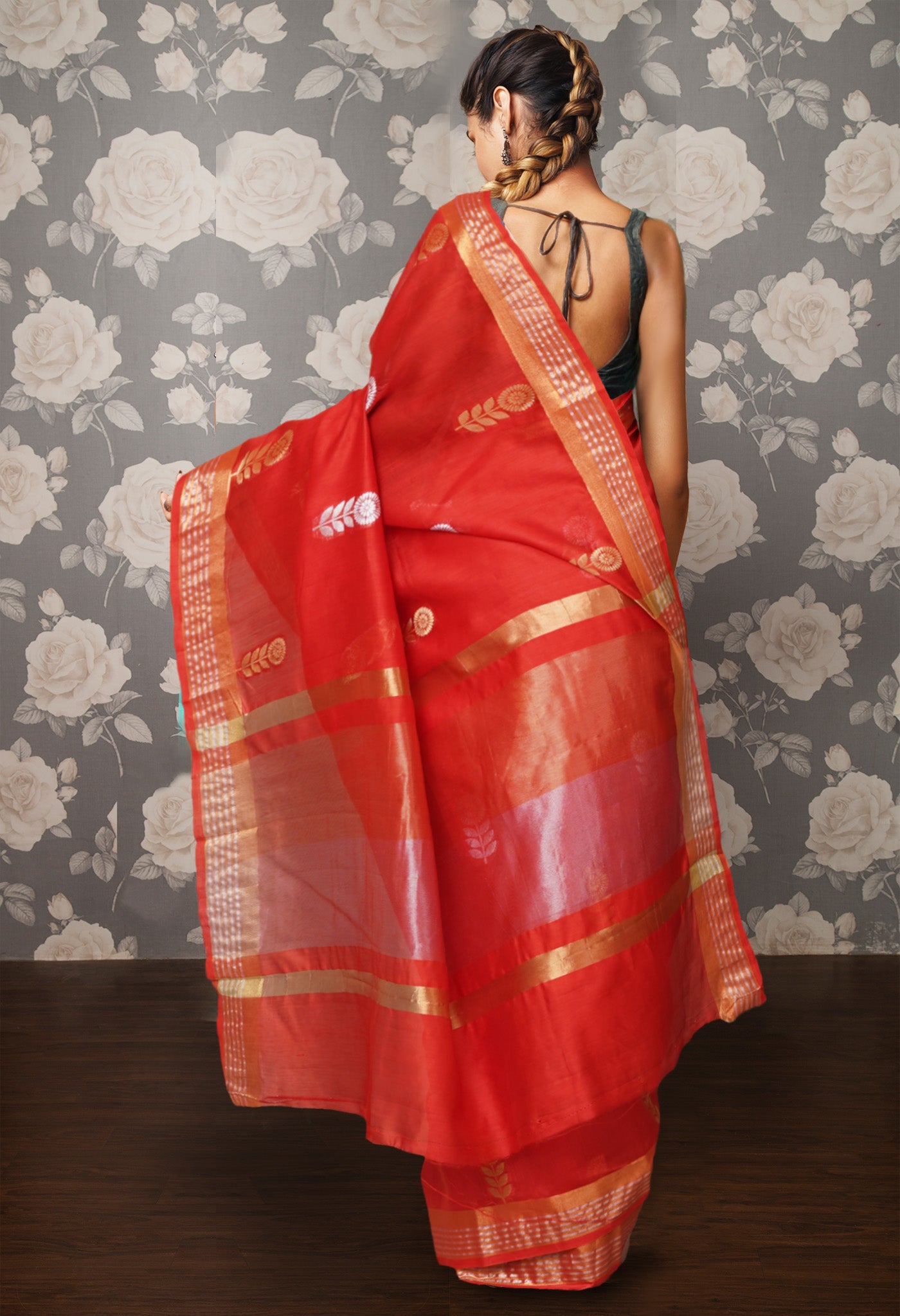 Red Pure Handloom Chanderi Uppada Sico Saree-UNM80835