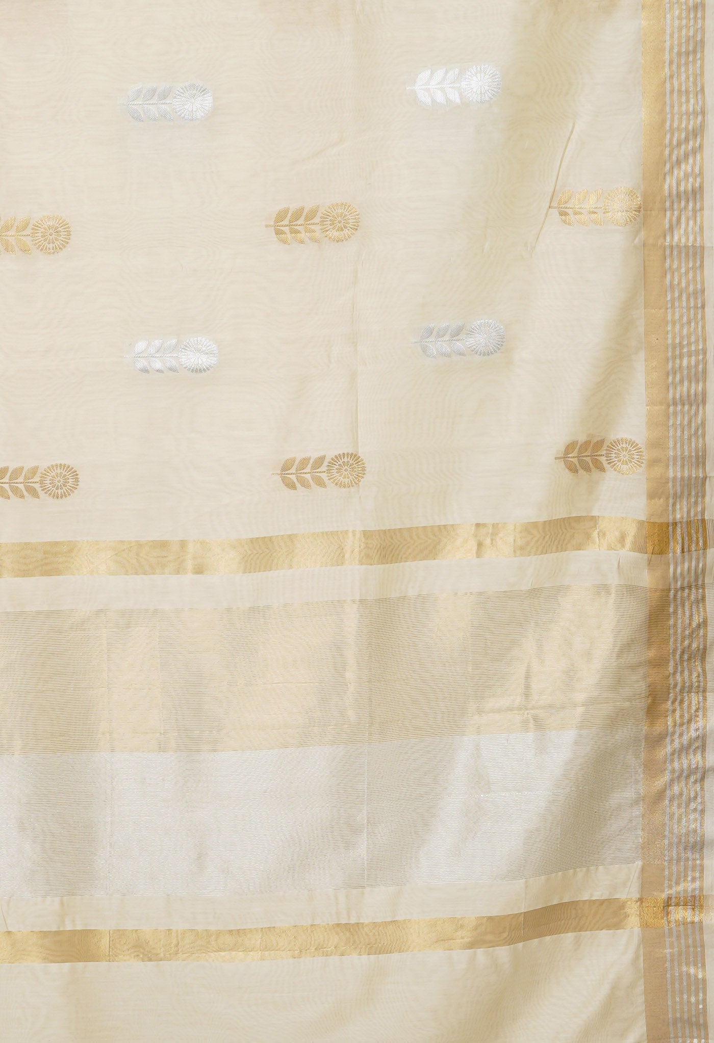 Ivory Pure Handloom Chanderi Uppada Sico Saree-UNM80837