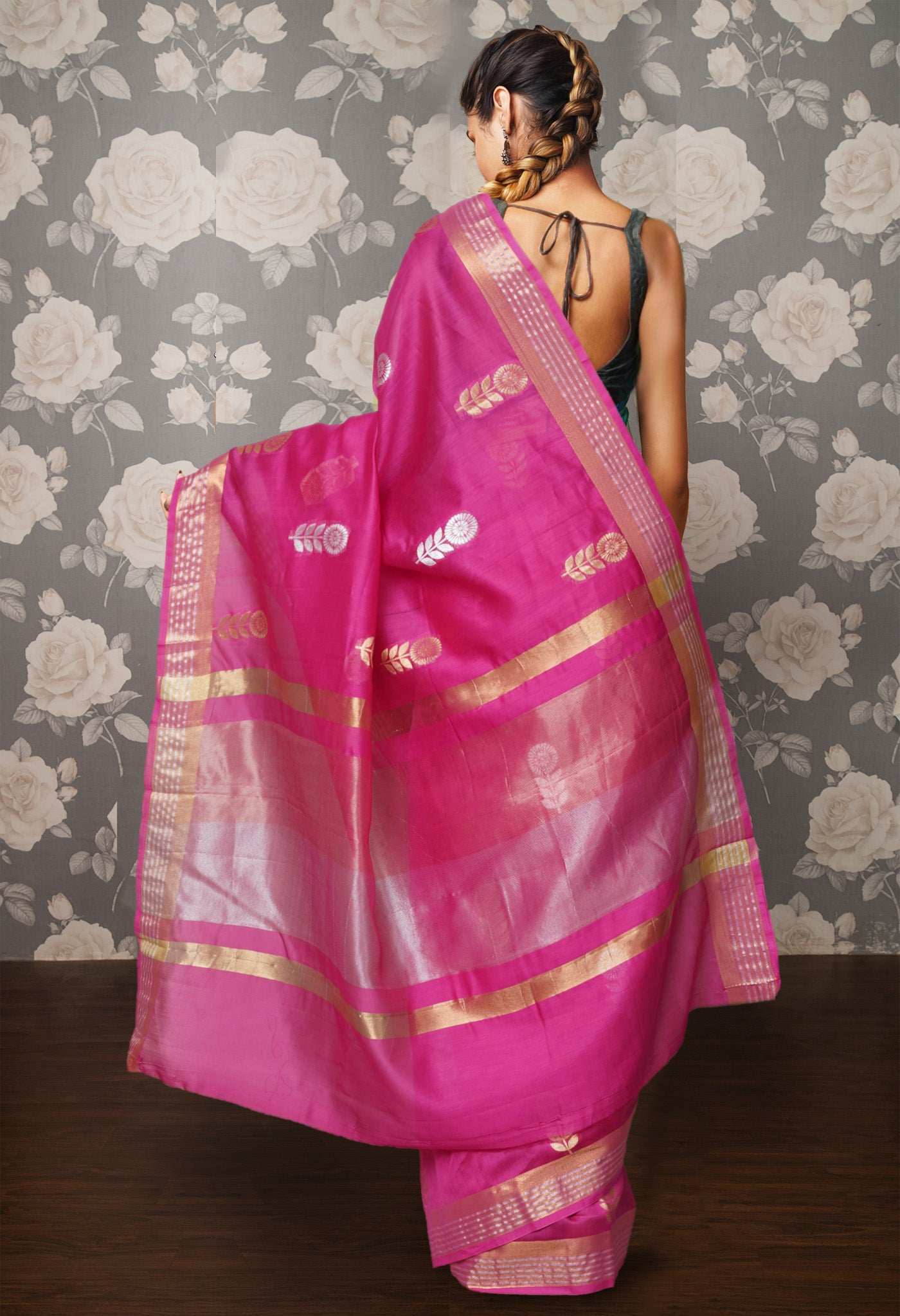 Pink Pure Handloom Chanderi Uppada Sico Saree-UNM80840