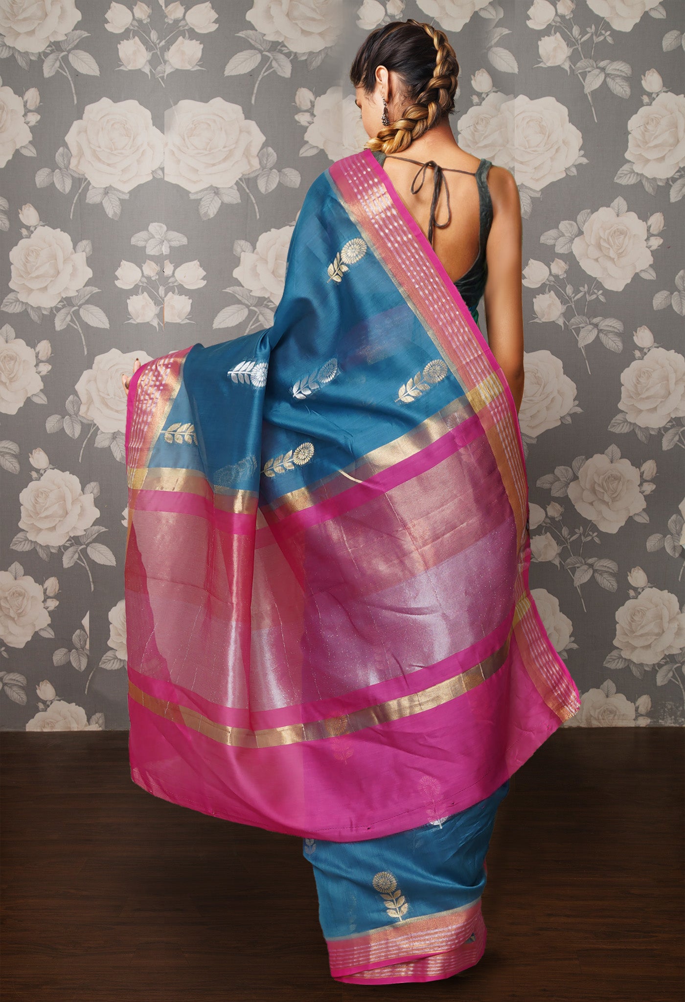 Blue Pure Handloom Chanderi Uppada Sico Saree-UNM80842