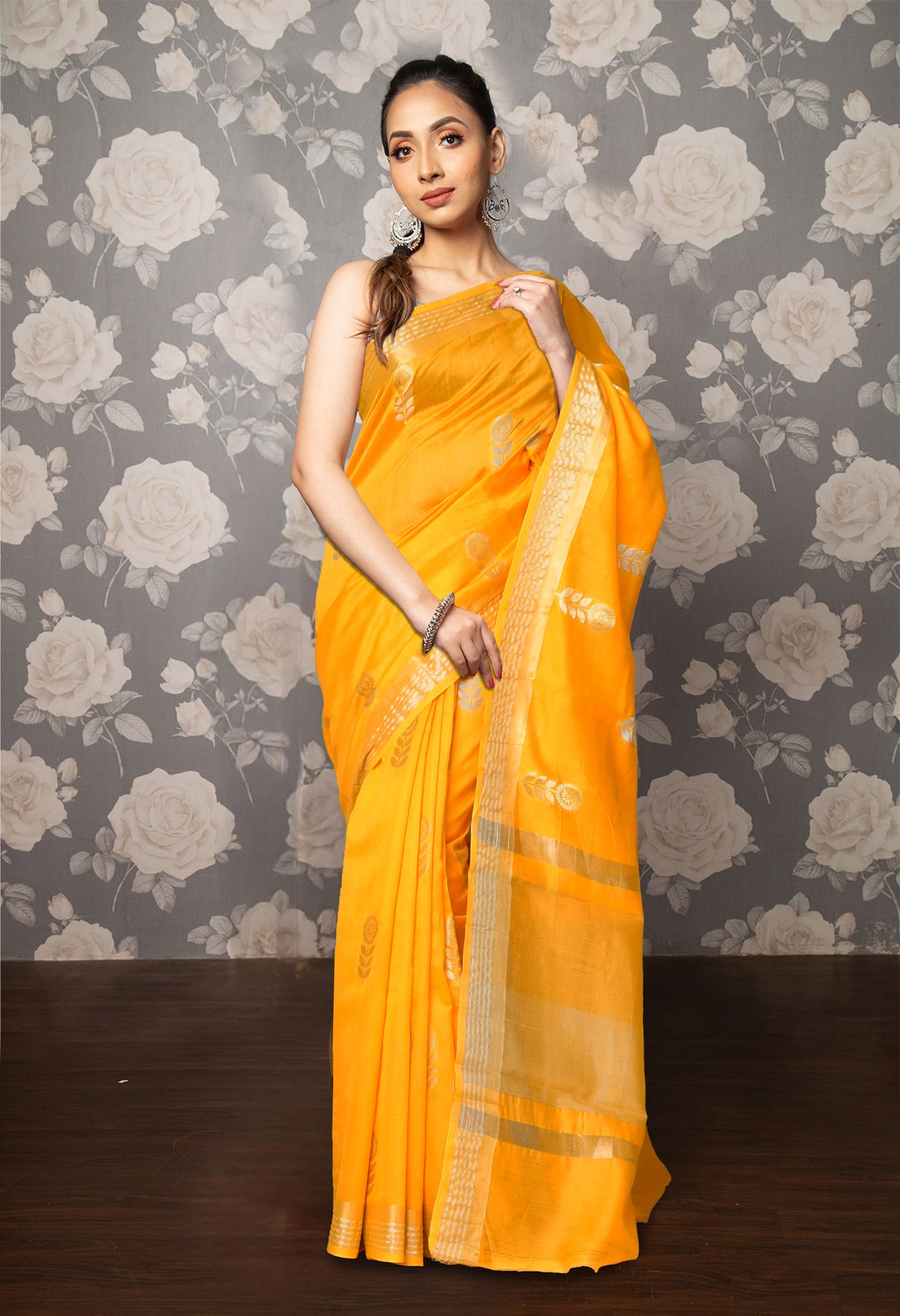 Yellow Pure Handloom Chanderi Uppada Sico Saree-UNM80843