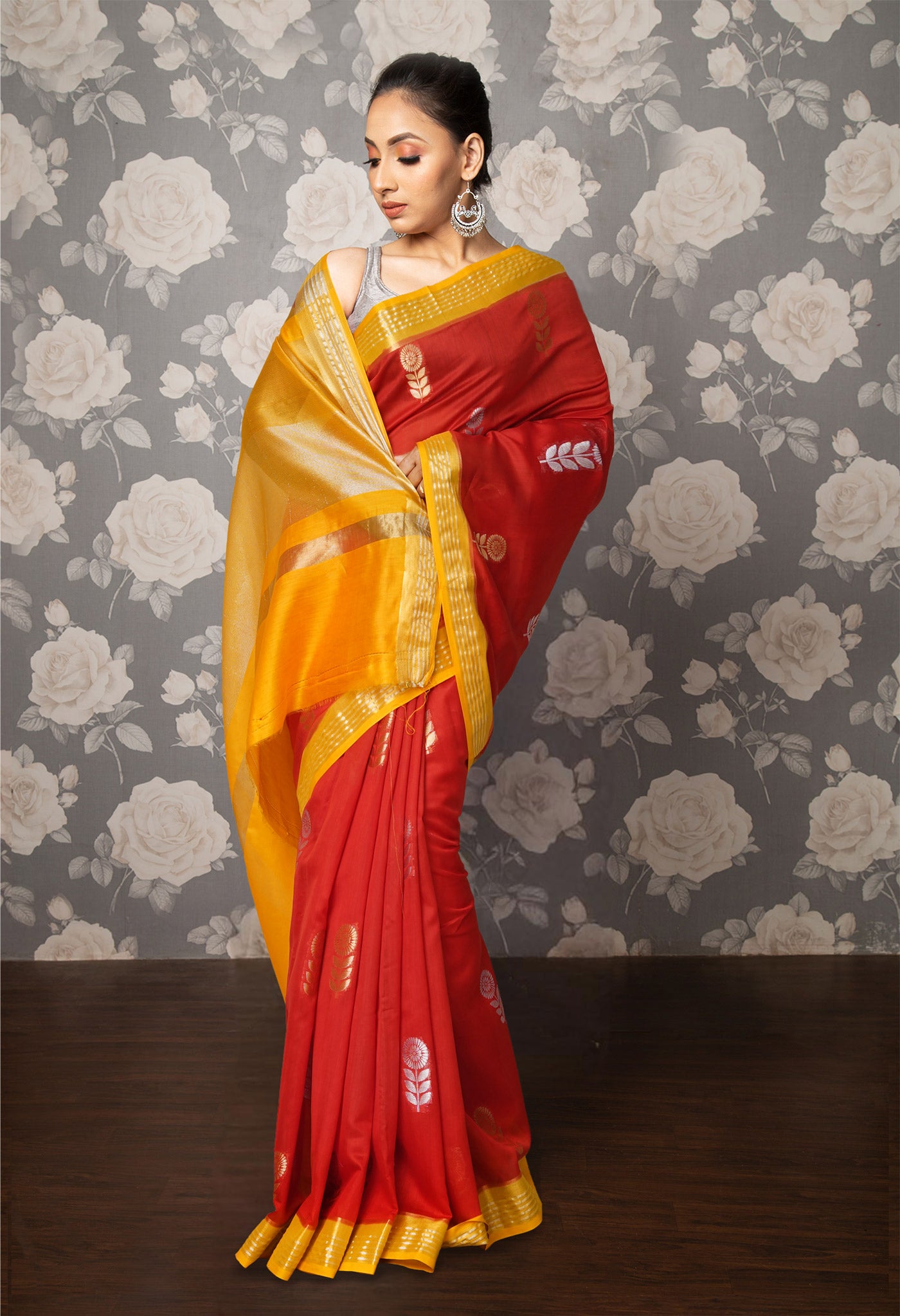 Red Pure Handloom Chanderi Uppada Sico Saree-UNM80844