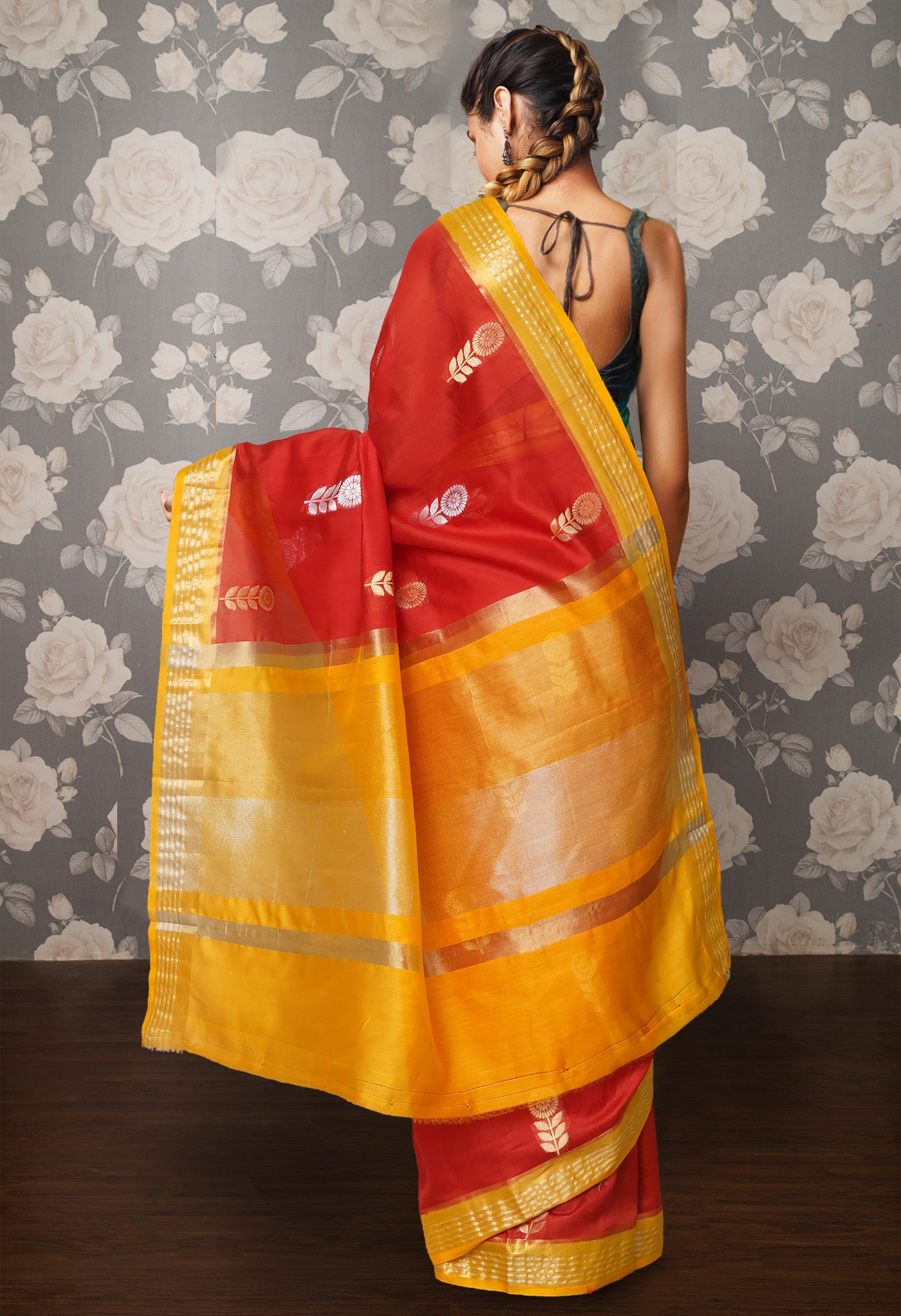 Red Pure Handloom Chanderi Uppada Sico Saree-UNM80844