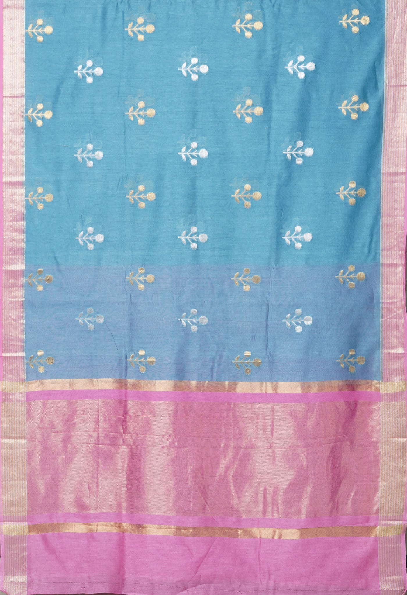 Blue Pure Handloom Chanderi Uppada Sico Saree-UNM80845