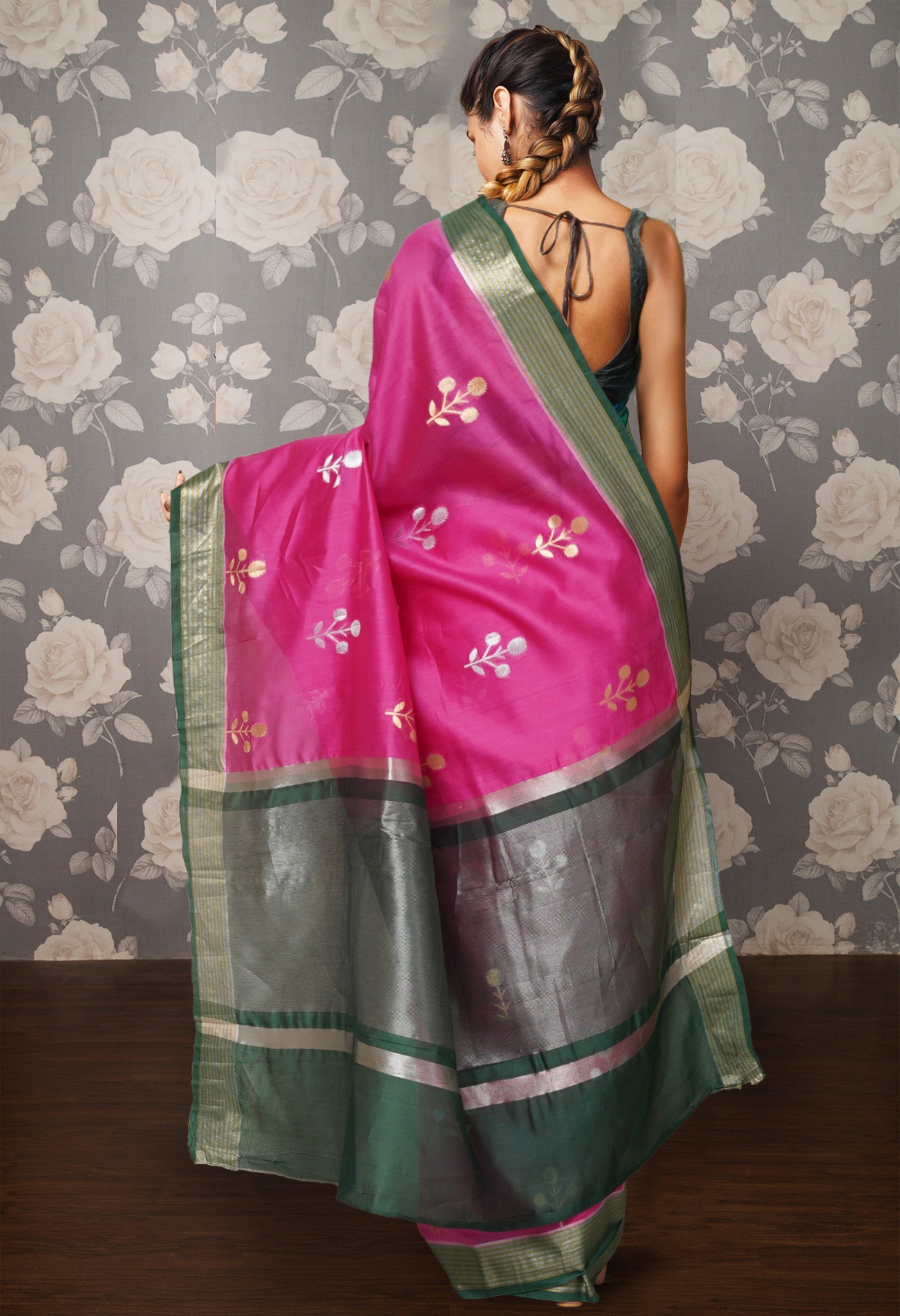 Pink Pure Handloom Chanderi Uppada Sico Saree-UNM80846