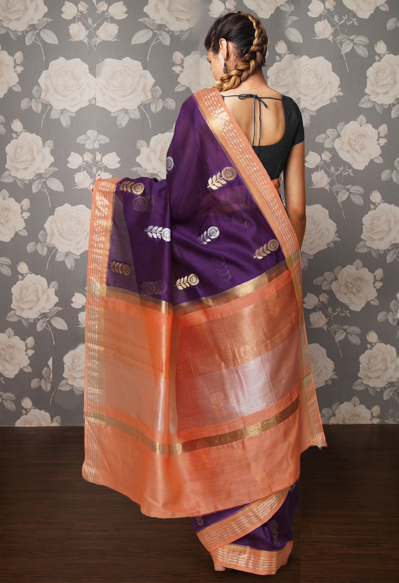 Violet Pure Handloom Chanderi Uppada Sico Saree-UNM80849