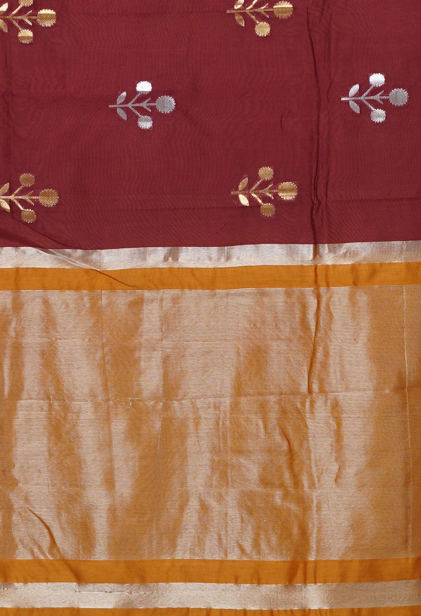 Dark Maroon Pure Handloom Chanderi Uppada Sico Saree-UNM80850