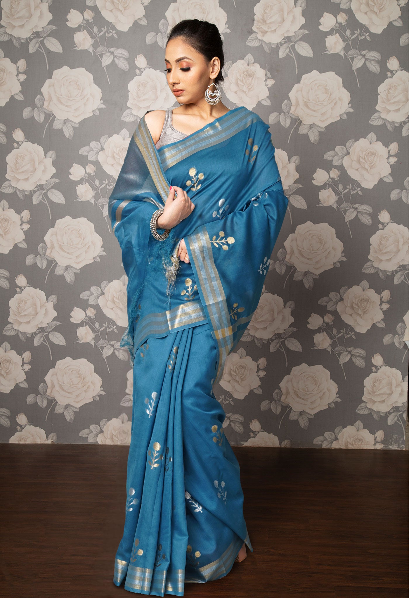 Blue Pure Handloom Chanderi Uppada Sico Saree-UNM80851