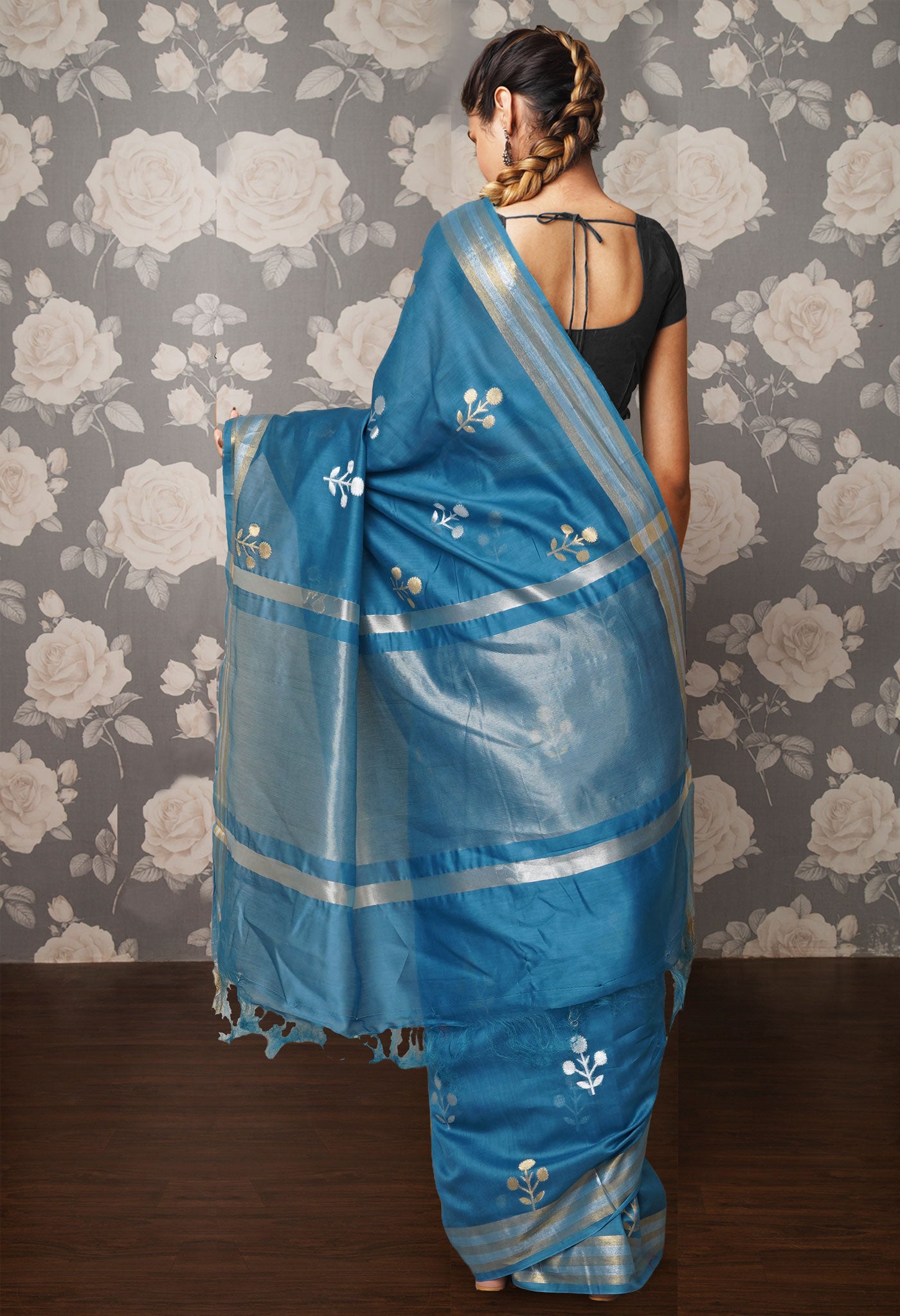 Blue Pure Handloom Chanderi Uppada Sico Saree-UNM80851