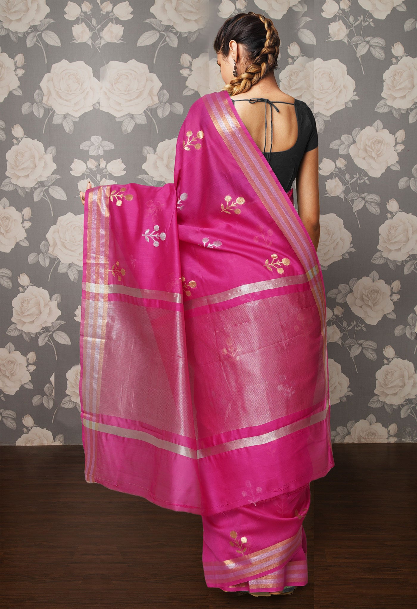 Pink Pure Handloom Chanderi Uppada Sico Saree-UNM80853