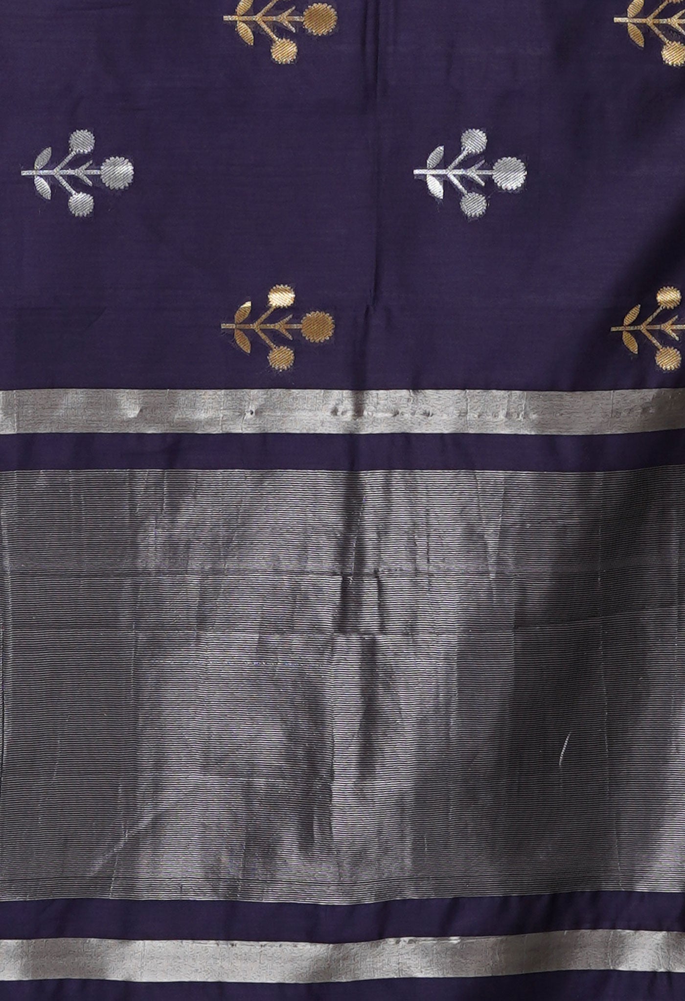 Navy Blue Pure Handloom Chanderi Uppada Sico Saree-UNM80855