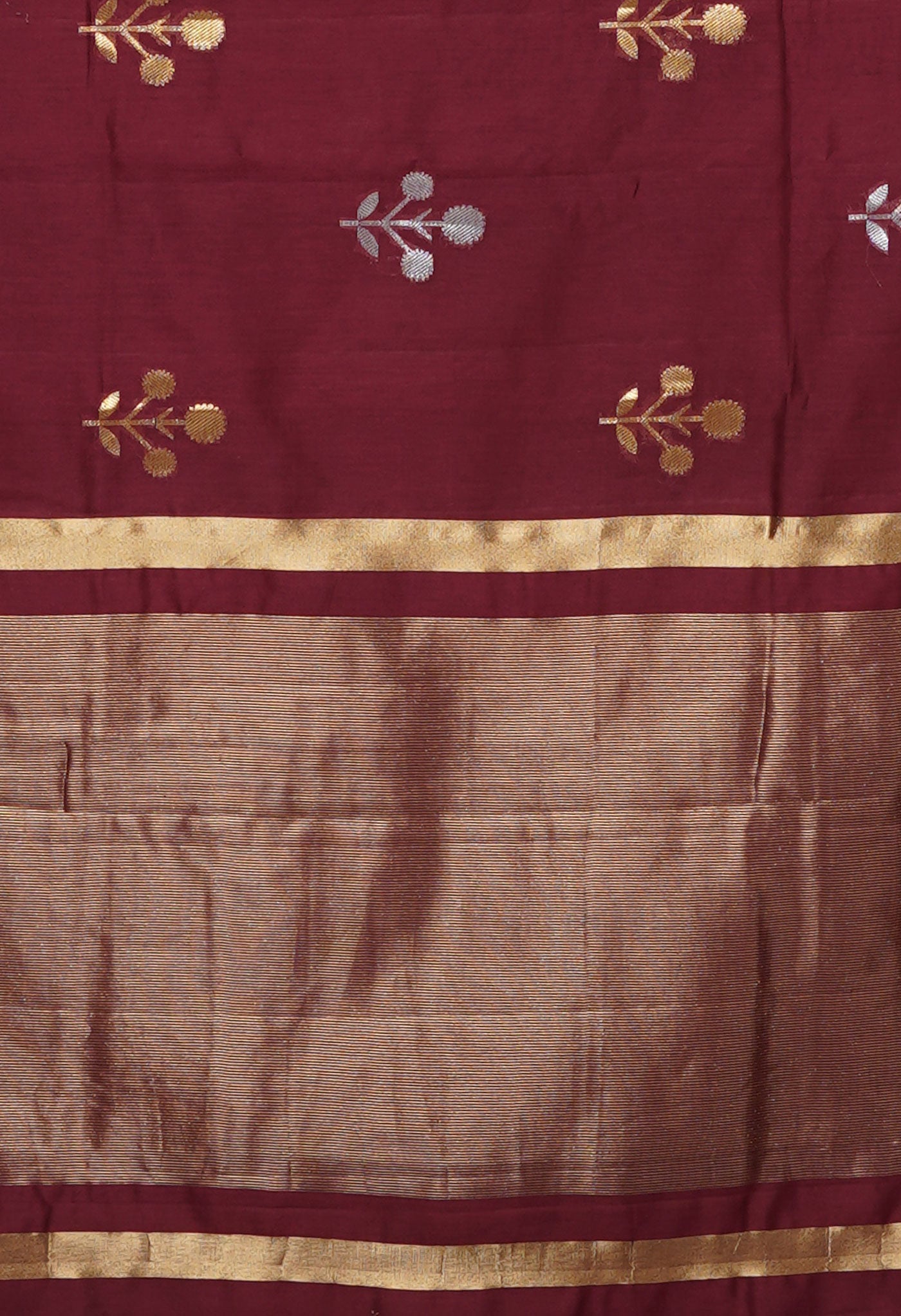 Dark Maroon Pure Handloom Chanderi Uppada Sico Saree-UNM80856