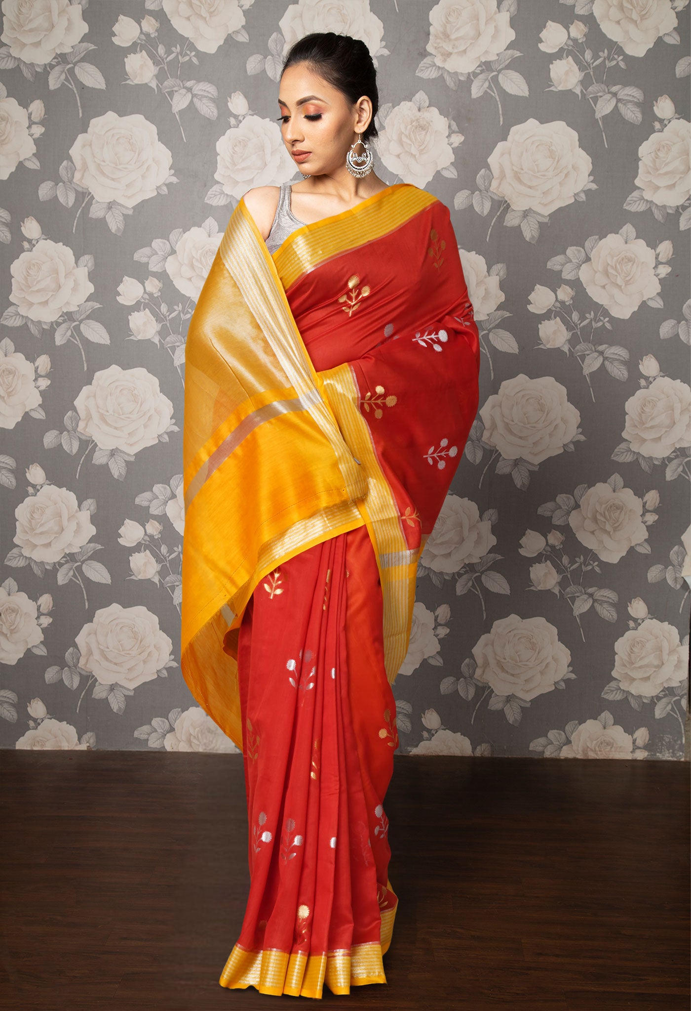 Red Pure Handloom Chanderi Uppada Sico Saree-UNM80857