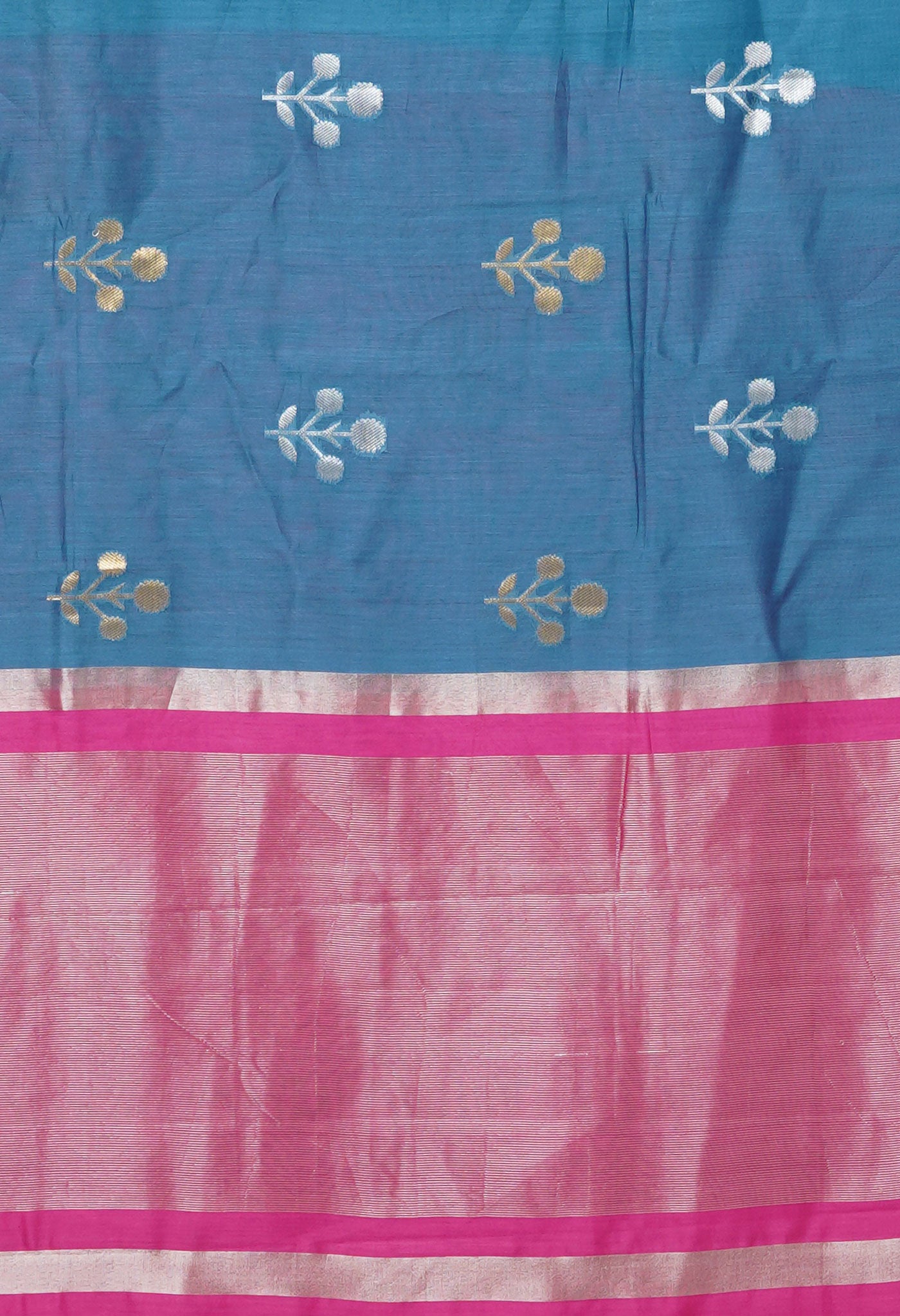 Blue Pure Handloom Chanderi Uppada Sico Saree-UNM80858