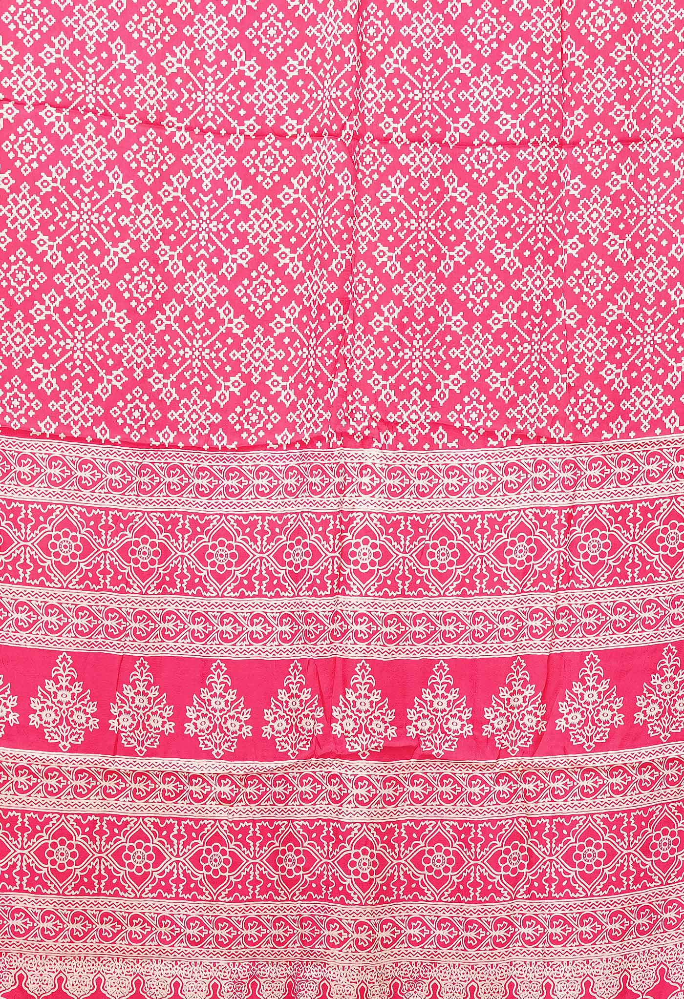 Pink Pure Ajrakh Printed Gaji Soft Silk Saree-UNM80864