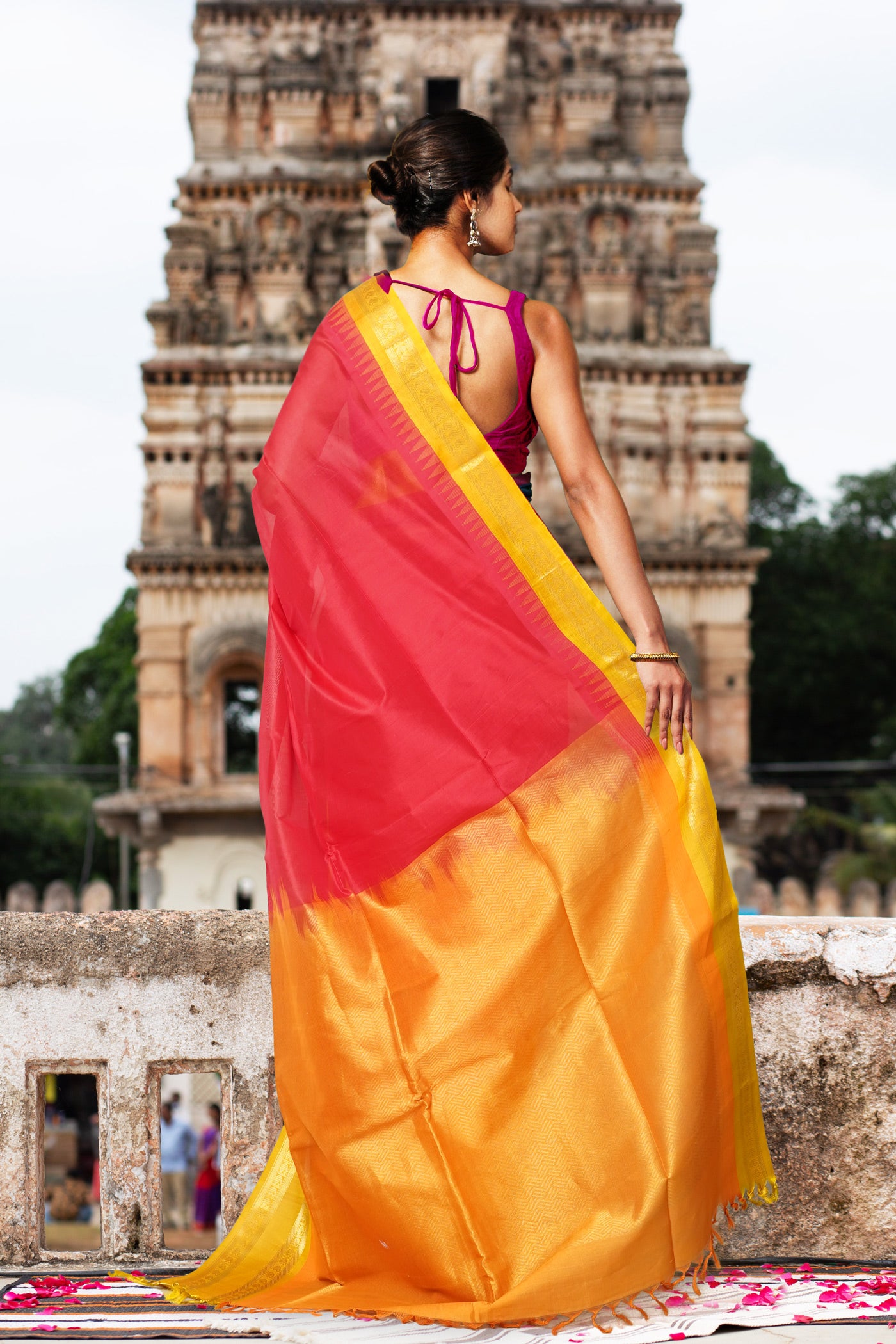 Red-Yellow Pure Handloom Assam Sico Saree-UNM80880