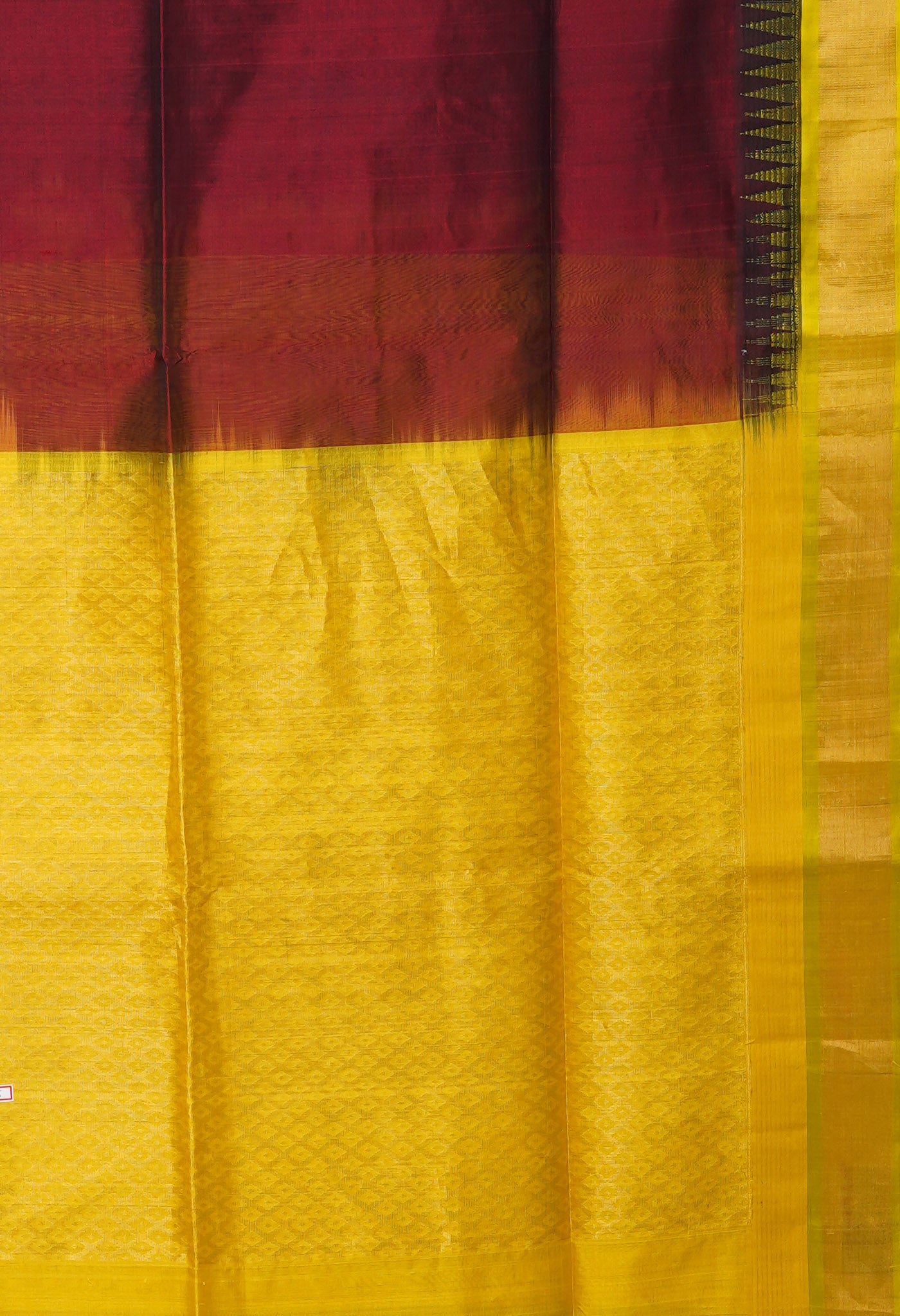 Maroon-Yellow Pure Handloom Assam Sico Saree-UNM80882