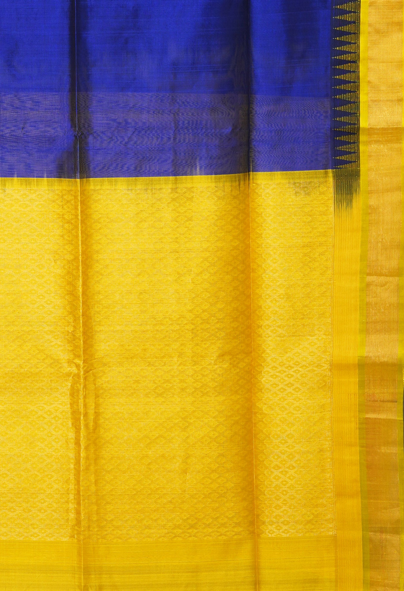 Dark Blue-Yellow Pure Handloom Assam Sico Saree-UNM80883