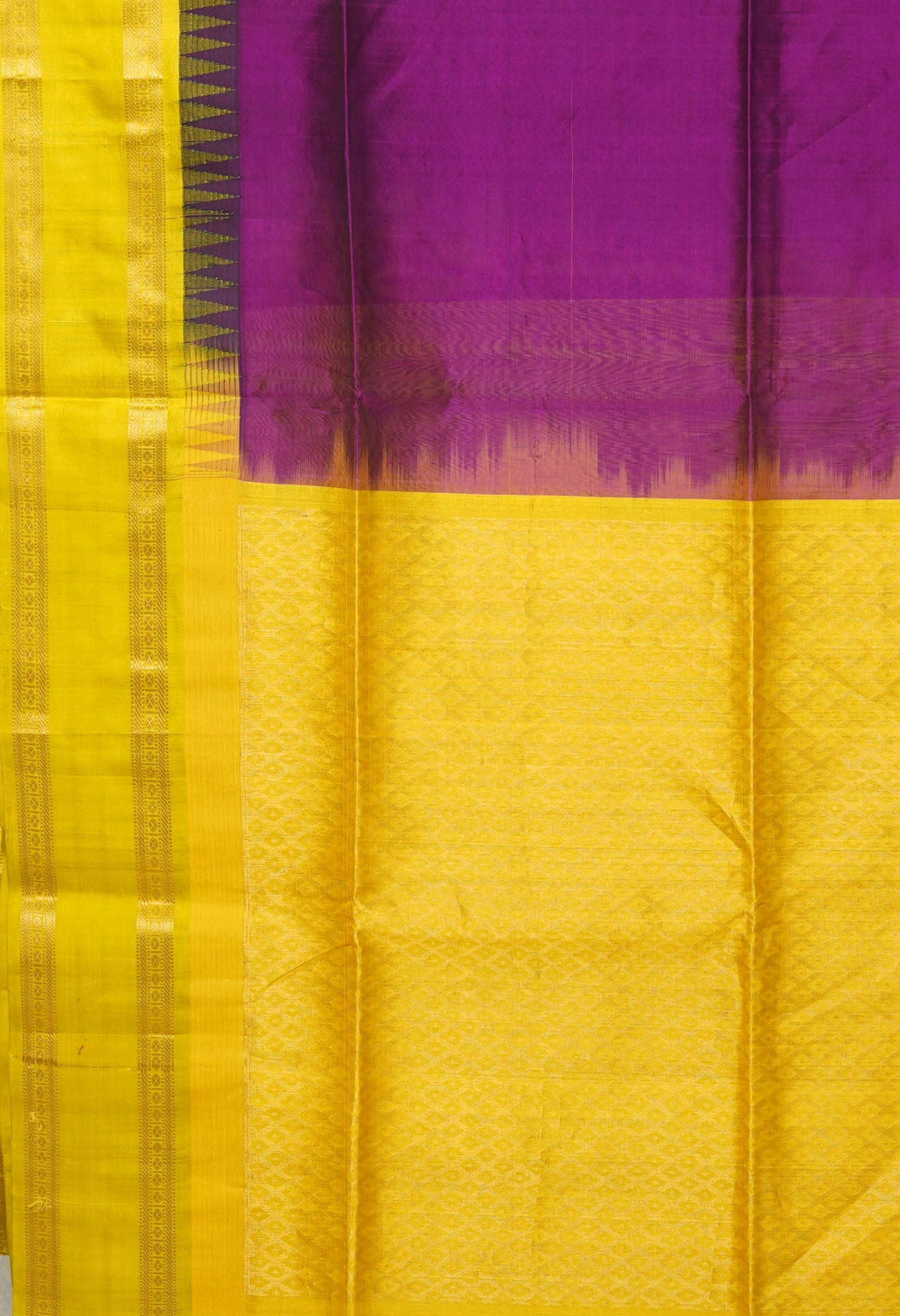 Purple-Yellow Pure Handloom Assam Sico Saree-UNM80886