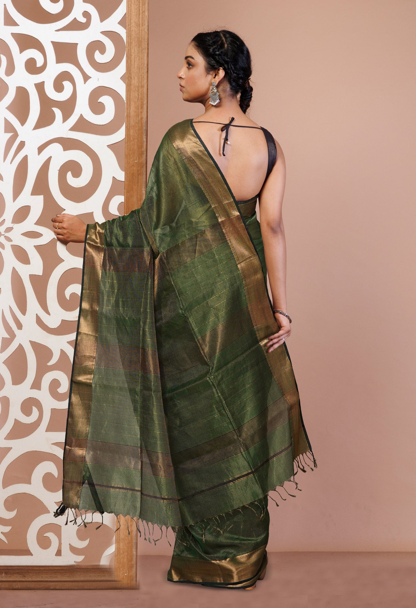 Green Pure Handloom Maheshwari Sico Saree-UNM80888