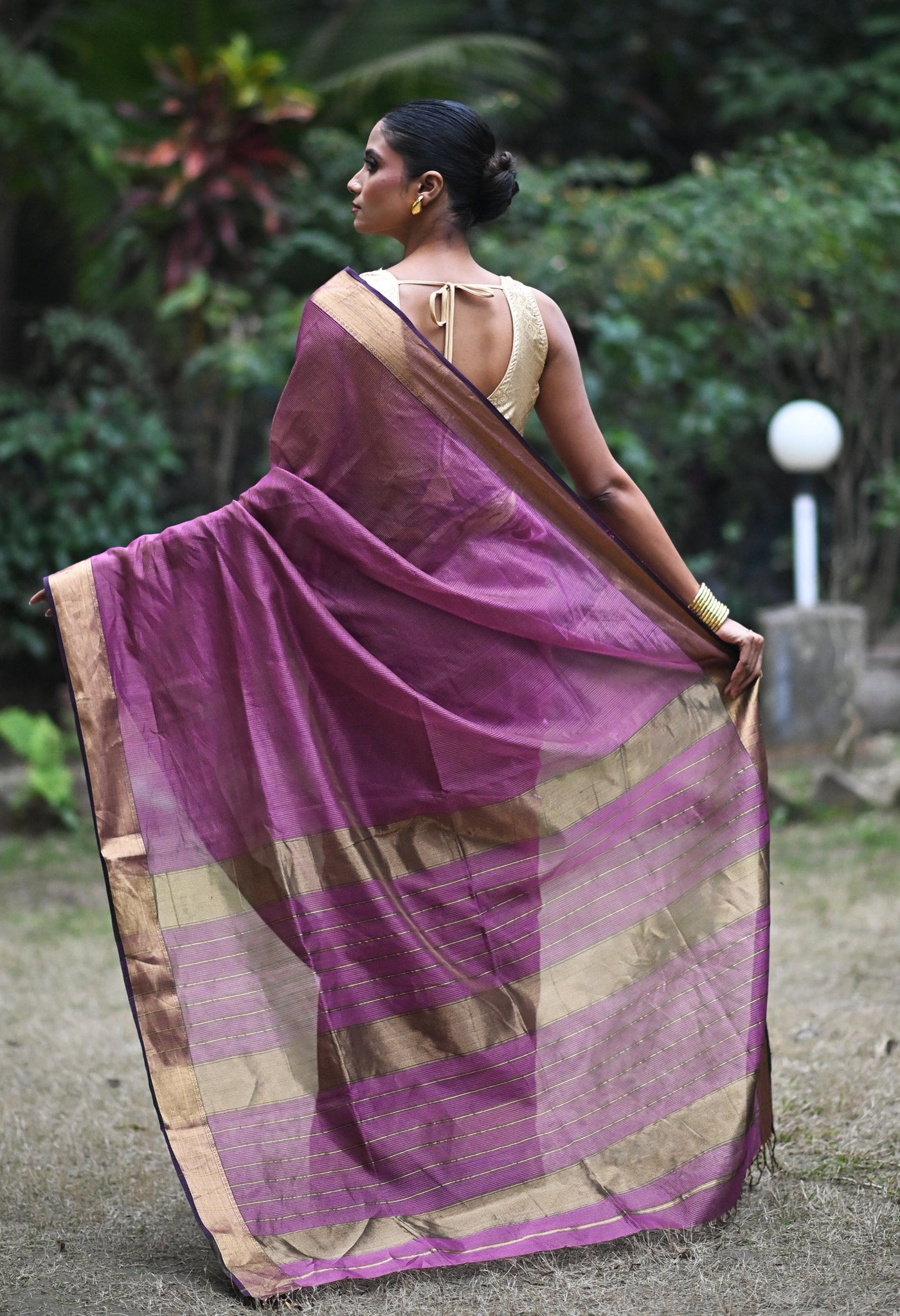 Purple Pure Handloom Maheshwari Sico Saree-UNM80892