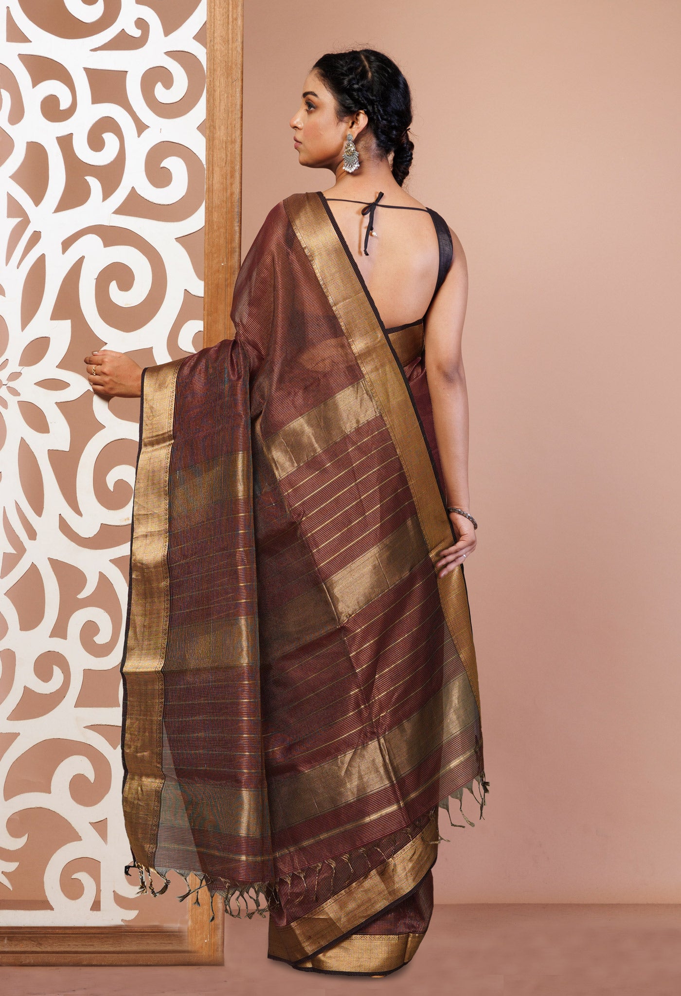 Dark Purple Pure Handloom Maheshwari Sico Saree-UNM80896